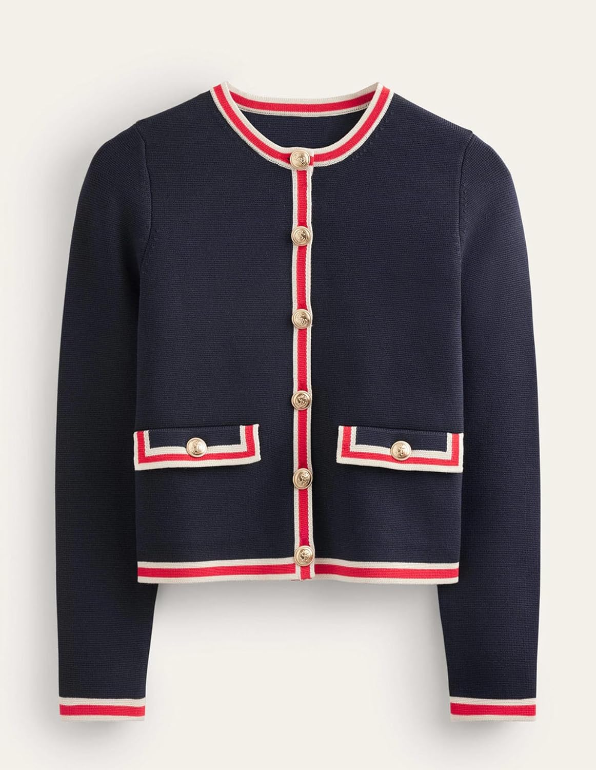 Women's Cardigan Sweater Open Front Color Block Button Down Knit Tweed Jackets Fall Cropped Coat - Image 6