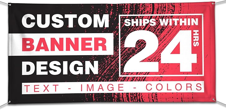 Customized Banner Full Color Printing, Custom Banner, 13oz Vinyl for Indoor & Outdoor Use, Add any Image or Text
