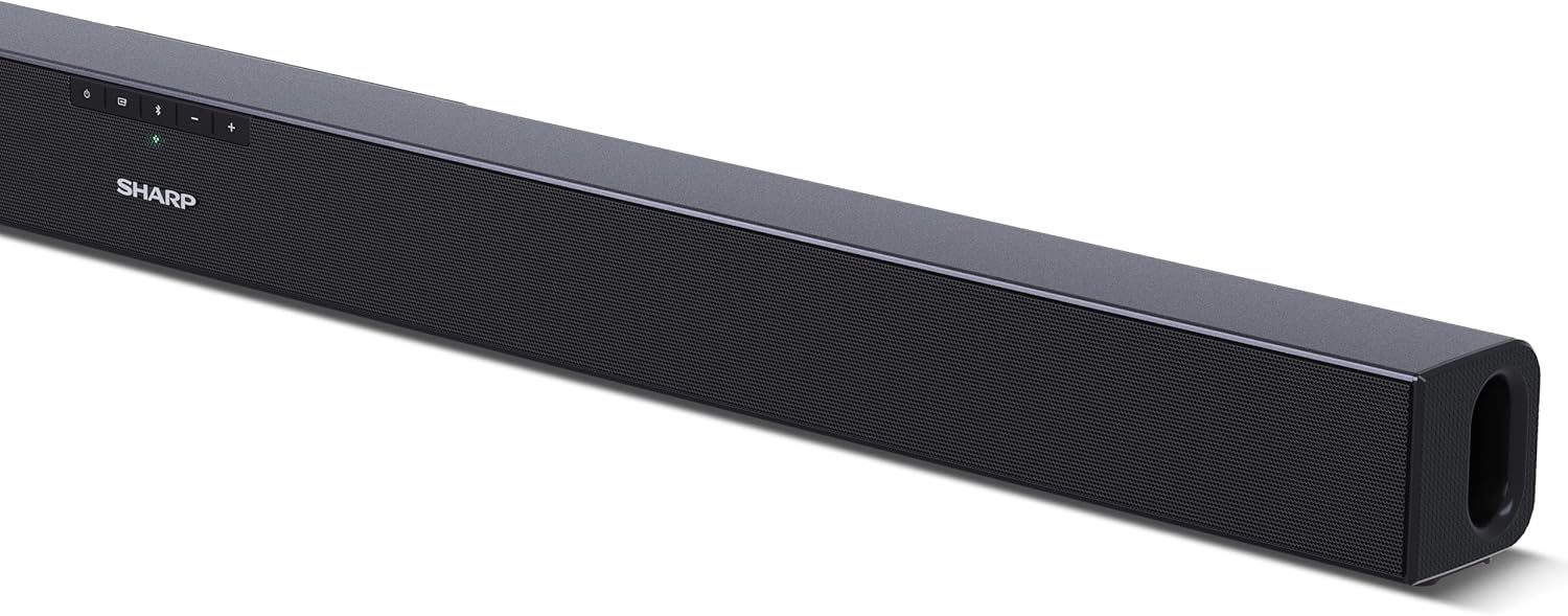 പിൻഭാഗം view of the Sharp HT-SB140MT Soundbar showing various input ports including HDMI ARC, Optical, and AUX.