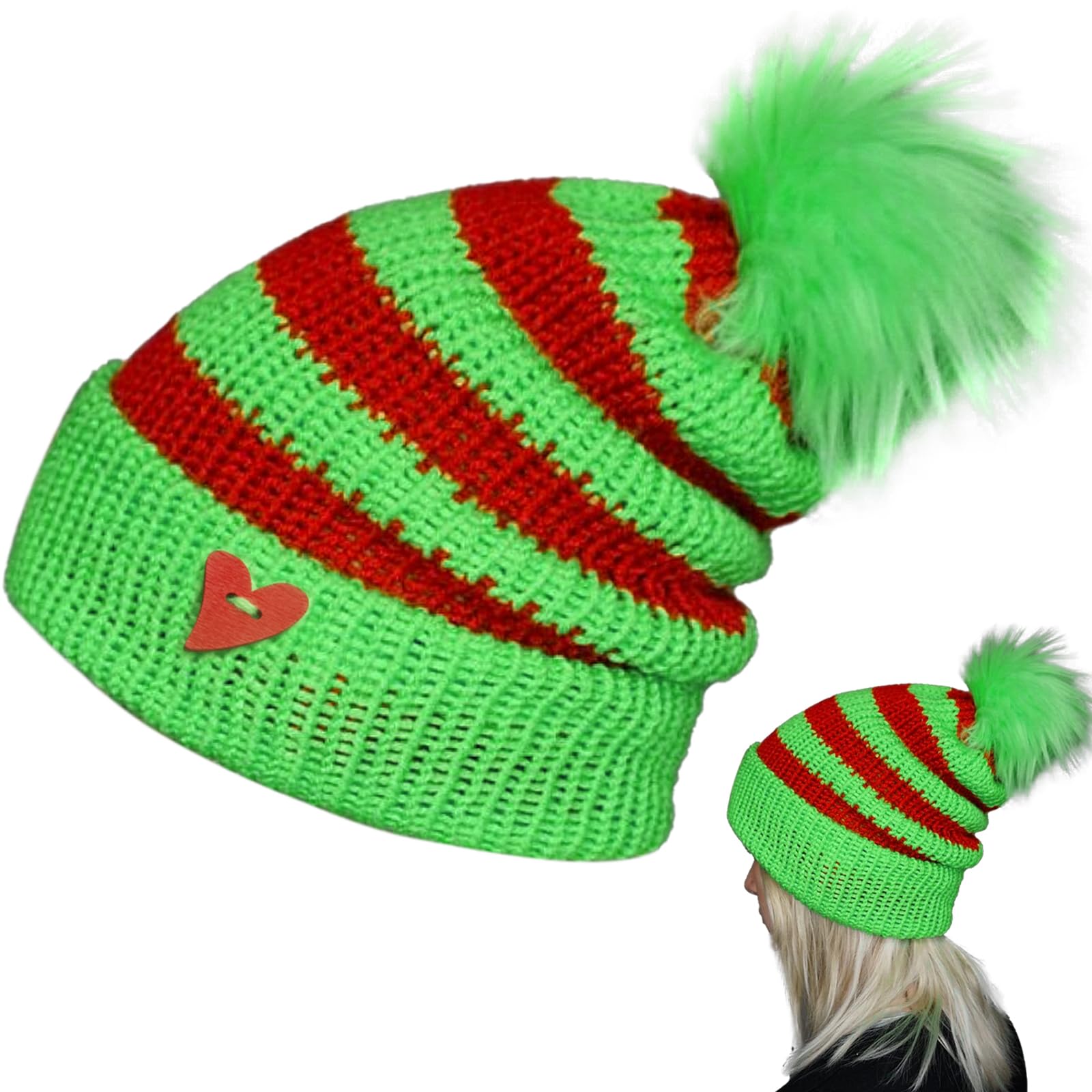 Uderwarb Knitted Santa Beanie Hat Christmas Knit Hats for Women Men Xmas Party