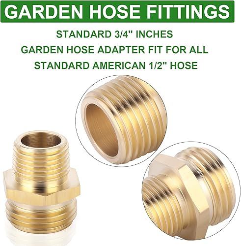 Miniatura 5 de TAISHER 6 paquetes de conectores de manguera NPT macho de 34 pulgadas GHT x 12 pulgadas macho NPT, adaptador de manguera de jardín y adaptadores