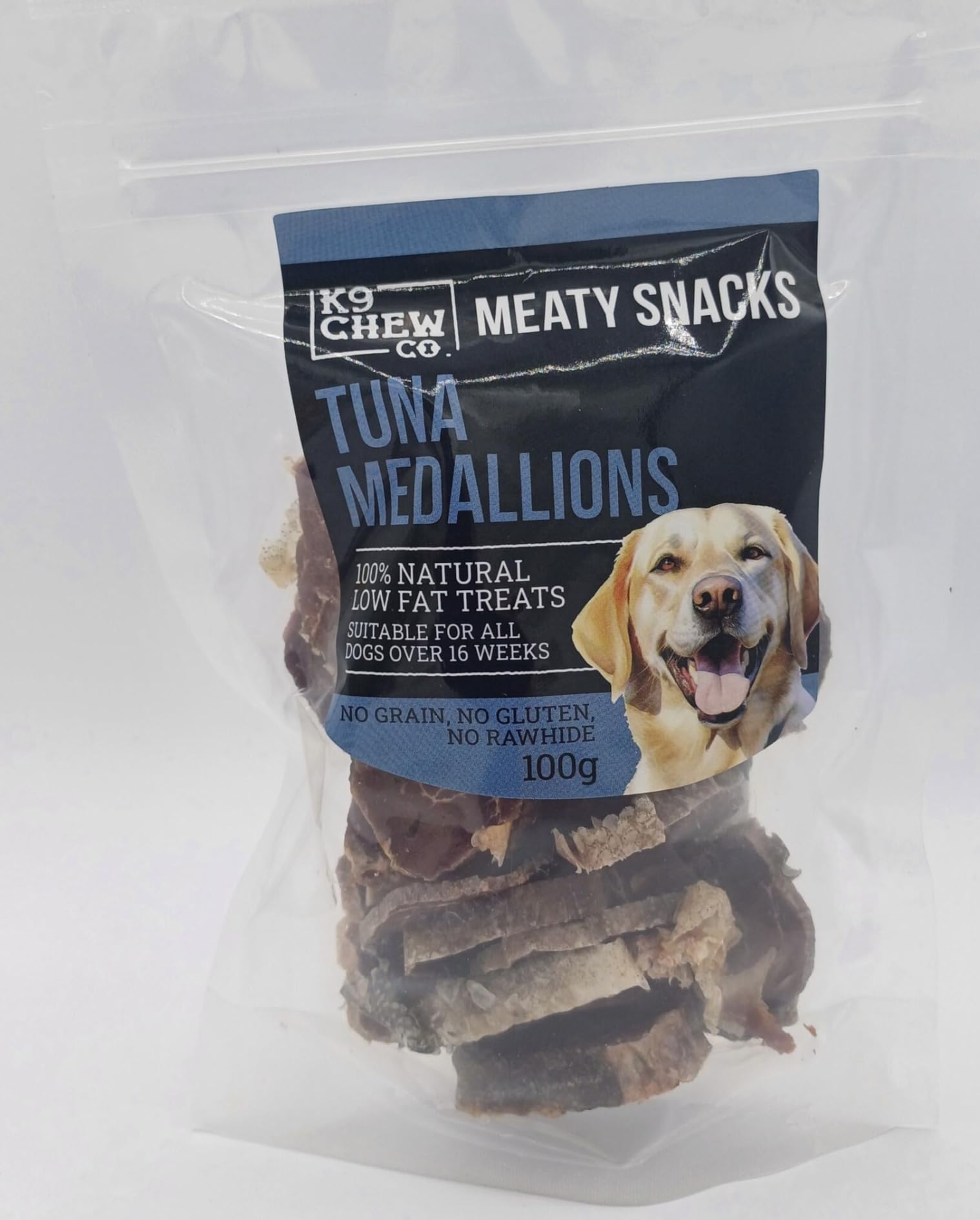 Meaty Snacks Tuna Medallions 100g 100% Natural Low Fat Dog Treats and Training Aid