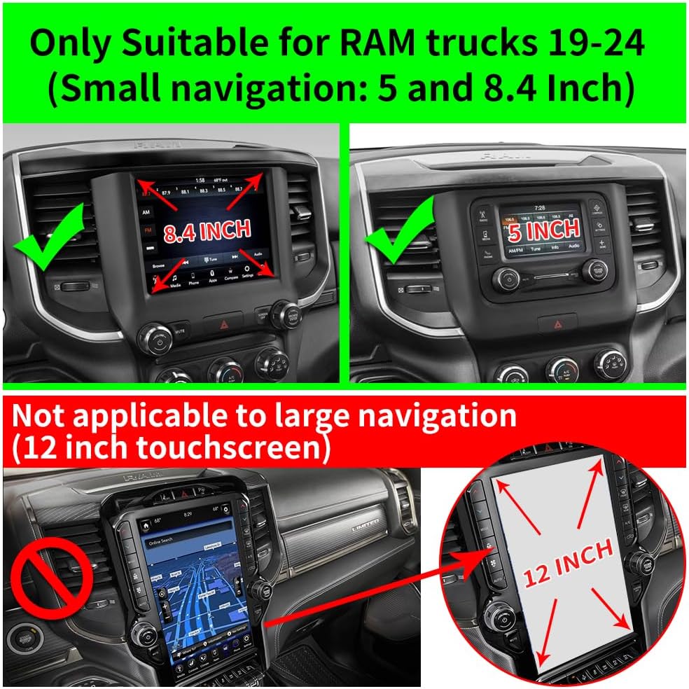 Car Phone Holder for 2019-2026 Dodge Ram 1500 2500 【5 & 8.4 Inch Screen】 Trucks Auto Accessories Navigation Bracket Interior Decoration Dashboard Cell Mobile Phone Mount case Accessory