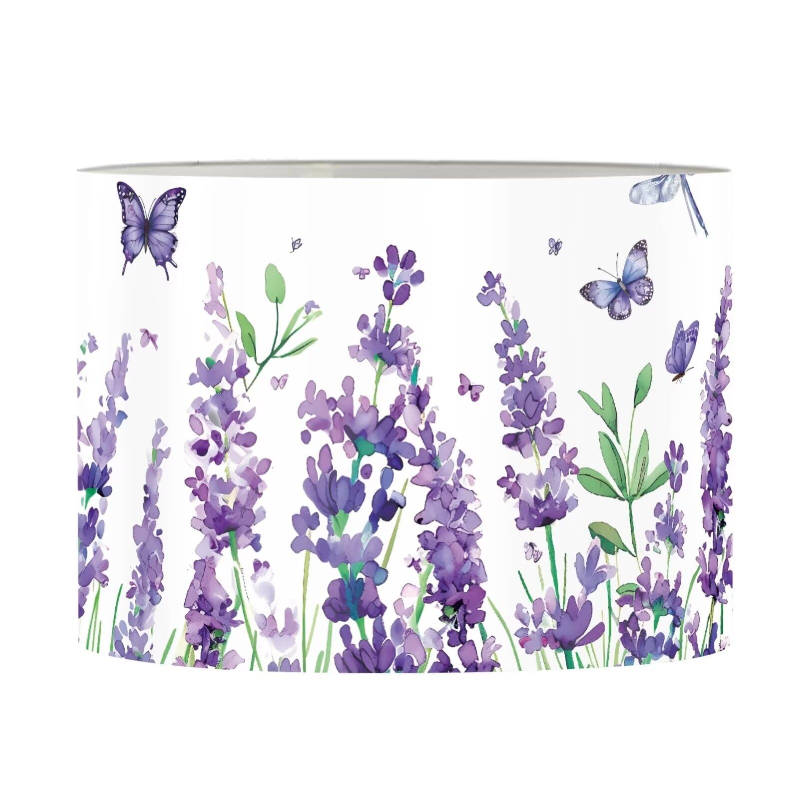 FANCOSAN Trendy Decorative Drum Lampshade Purple Butterflies Printed Fabric Handmade Table Lamp Cover Accessories S — image 1