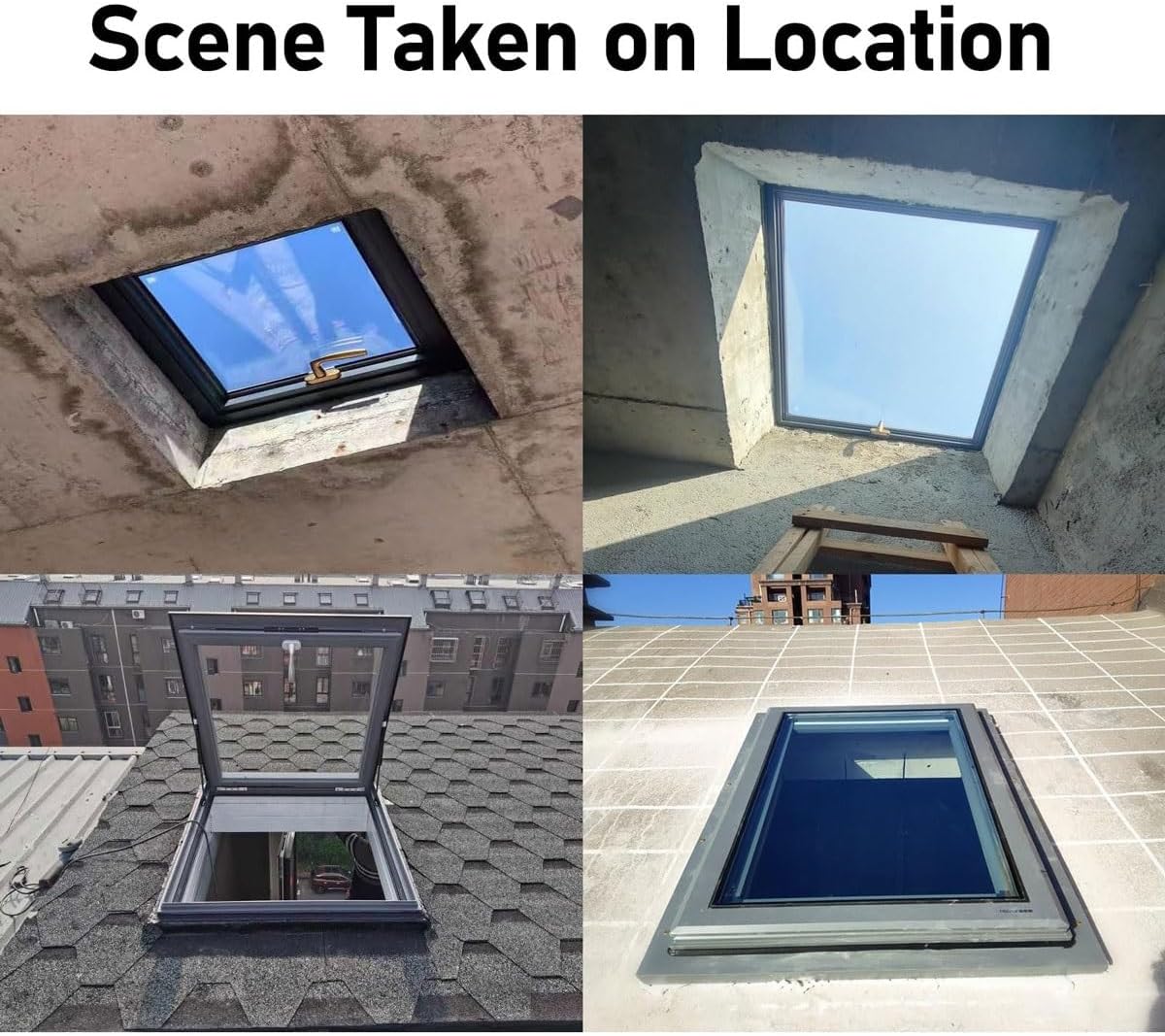 Roof Access Hatch,Large Skylights & Roof Windows,Aluminum Roof Hatch Deck with Glass, Rainproof Flat Roof Lighting Well Window for Hallway Loft Stairway Garage(60 * 60cm)