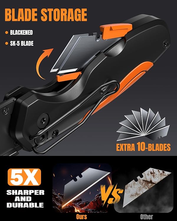 VOTREK 【4-in-1】 Multitool Folding Utility Knife Box Cutter, Navajas para Trabajo, Quick-Change Knife, 【Belt Clip】【Blade Storage】, Gifts for Fathers Dad Papa, Extra 10 SK5 Blades Included by VOTREK - Used condition - Image 4