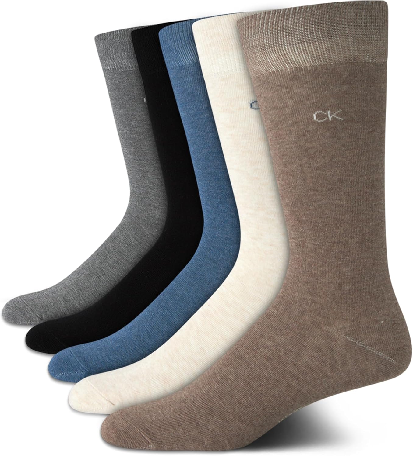 Calvin Klein Mens Dress Socks - 5 Pairs Soft Cotton Blend Crew Socks for Men - Classic Comfort Stay Up Cuff Mixed Pattern