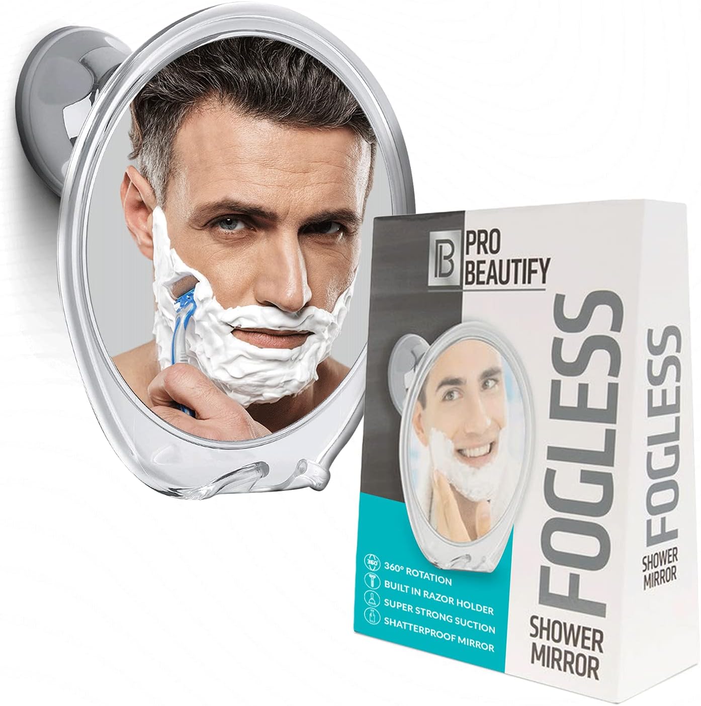 Fogless Shower Mirror for Shaving - Strong Suction, Razor Holder & 360 Degree Rotation Shower Shaving Mirror - Fog Free Mirror for Shower & Shaving Mirror - Men & Women