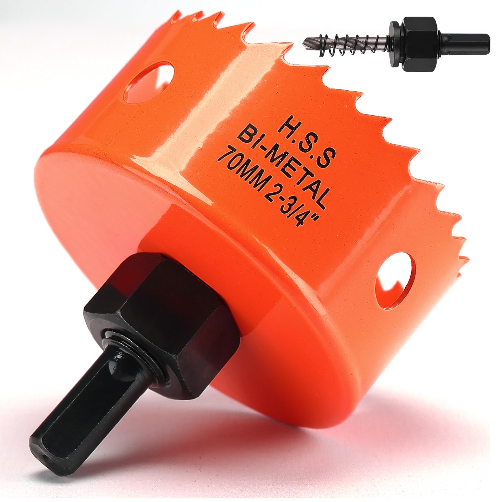 Hole Saw 70mm, Hole Saw with Drill Bit for Wood Orange Bi-Metal Hole Cutter Smooth Cutting for Soft Metal Drywall and Plastic