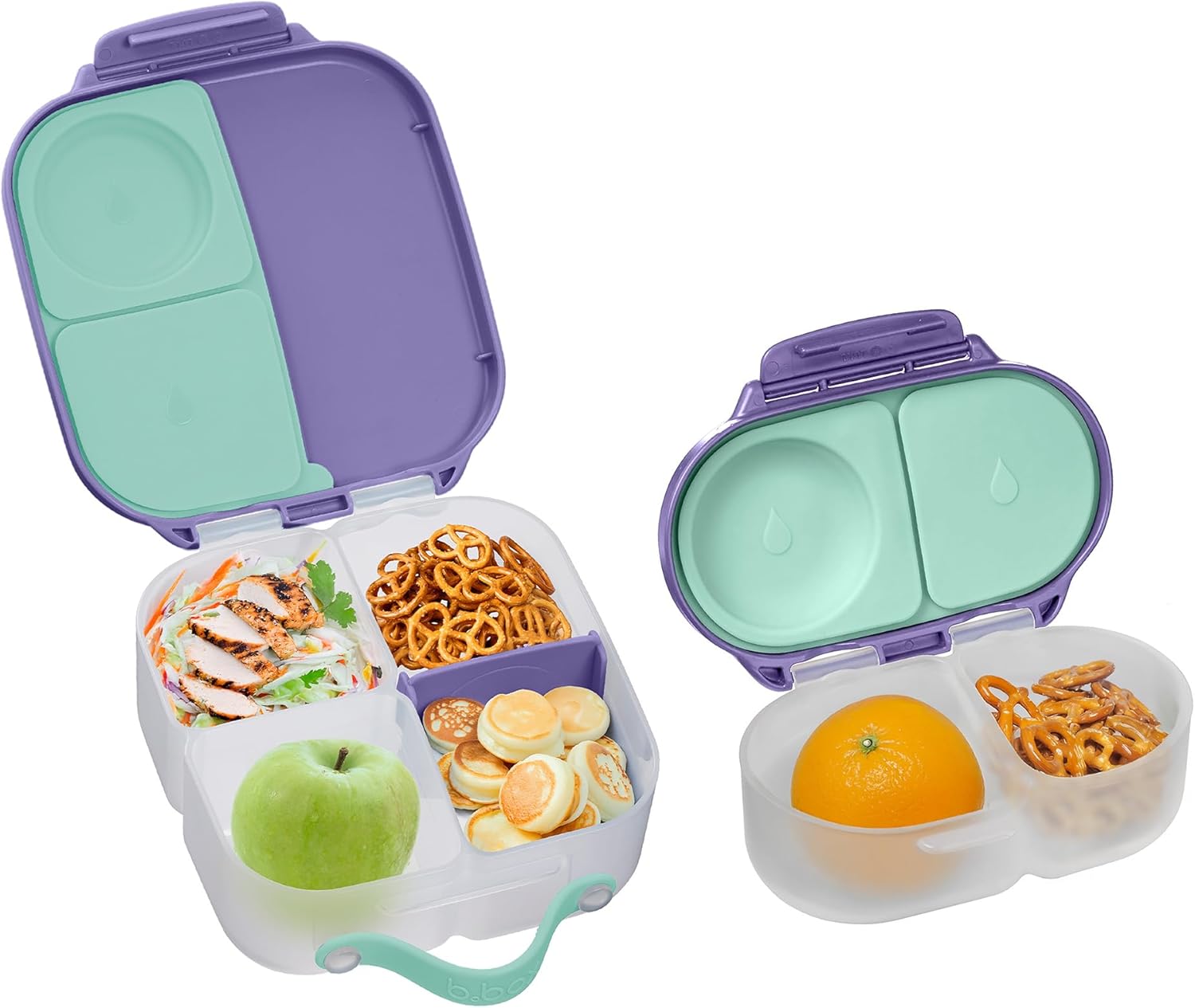 b.box Mini Lunch + Snack Containers (Lilac Pop): 2-Pack Set Includes Lunch Box (4 1/4 Cup Capacity) & Snack Box (1 3/4 Cup Capacity). Easy Open Bento Containers, School Supplies