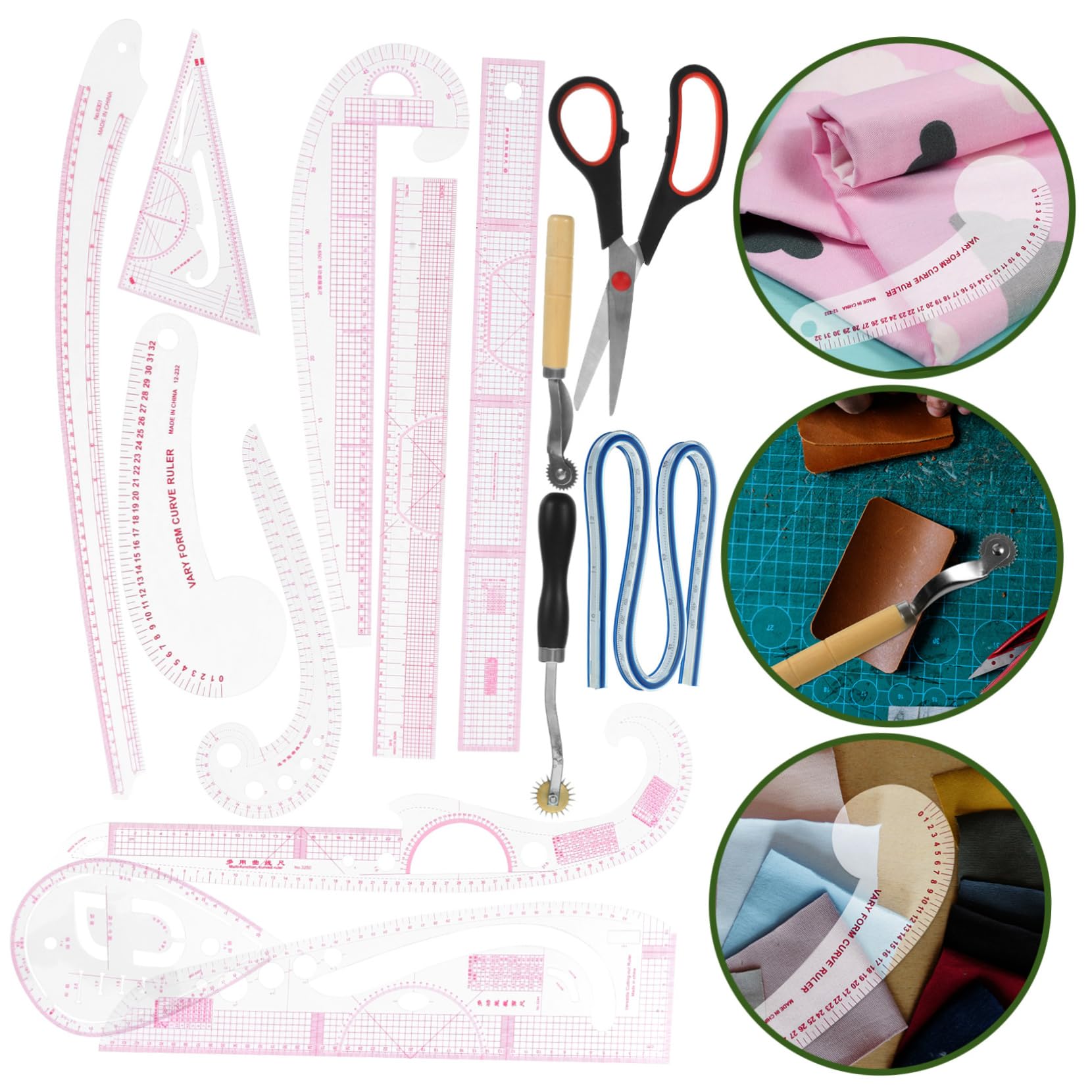 Gadpiparty 14 Stück Nählineal aus Pvc und Edelstahl Professionelles Schneidelineal für Schnittmuster und Kurven Zubehör für Anfänger und Bekleidungsherstellung