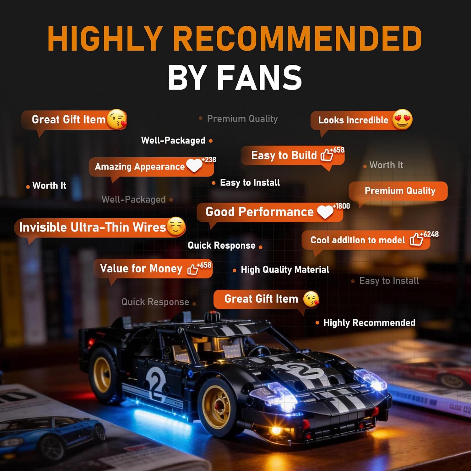 LIGHTAILING Led Light for Lego-42223 1966 Ford-GT40 MKII Race-Car - Easy Install, Hidden Wiring, Home Decor & Gift-Ready (Model Not Included)