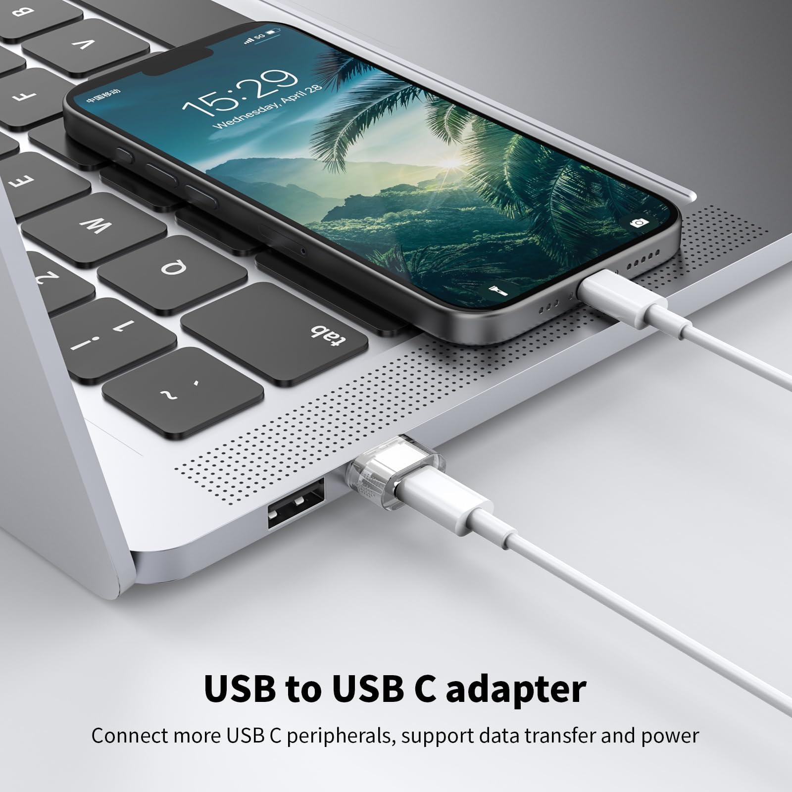 USB C auf USB A Adapter, 12er-Pack, USB A auf C Adapter Lade- und Datenkonverter kompatibel mit Apple Watch/Ultra iWatch/iPhone 16/15 Pro Max Plus/Airpods/iPad 9 10 Air 5 Mini 6/Auto/Galaxy