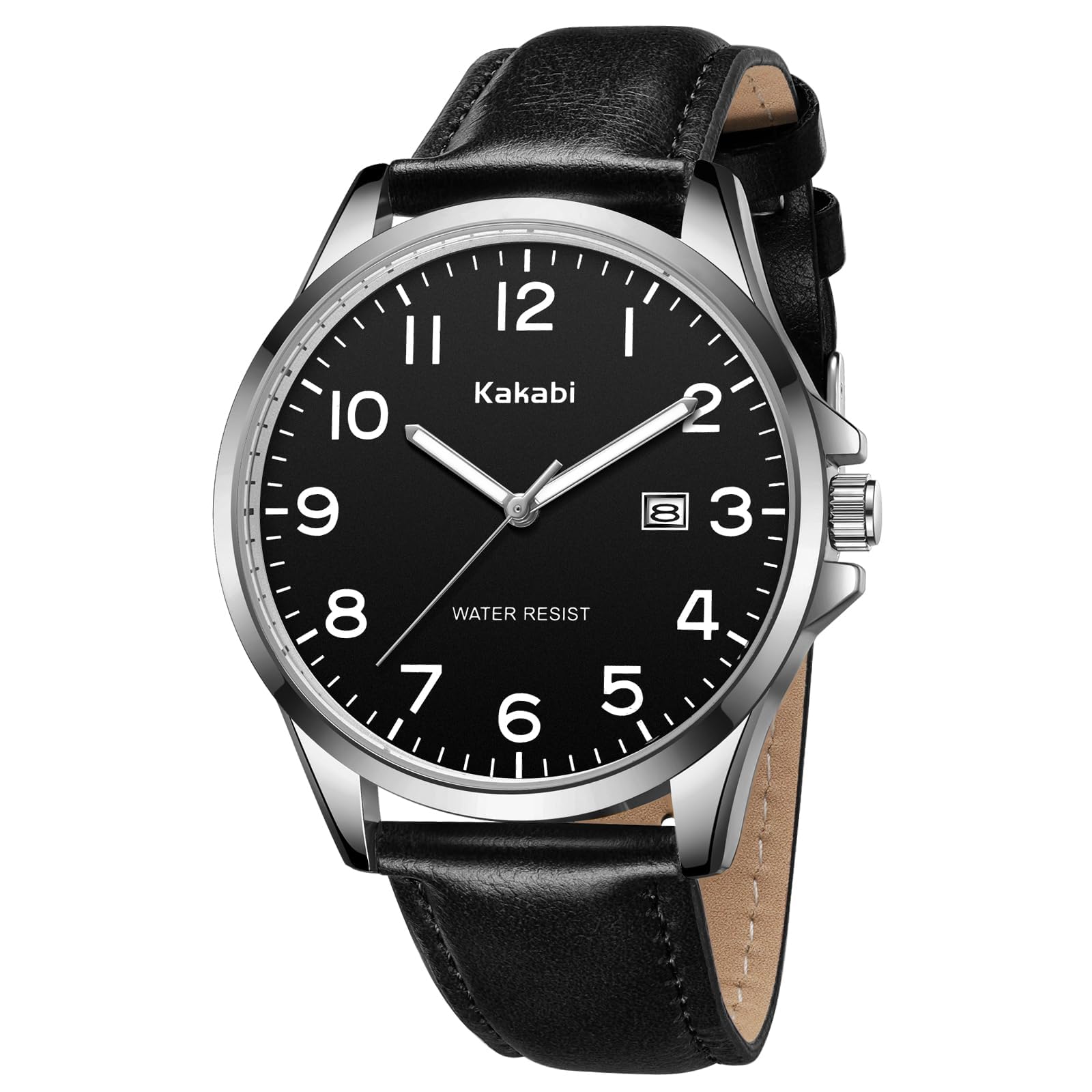 Timever Herren Armbanduhr Quarzuhr Analog mit Lederarmband,3 Zeiger,Datum,3 ATM Wasserdicht,Großen Ziffern,Geschenk für Männer