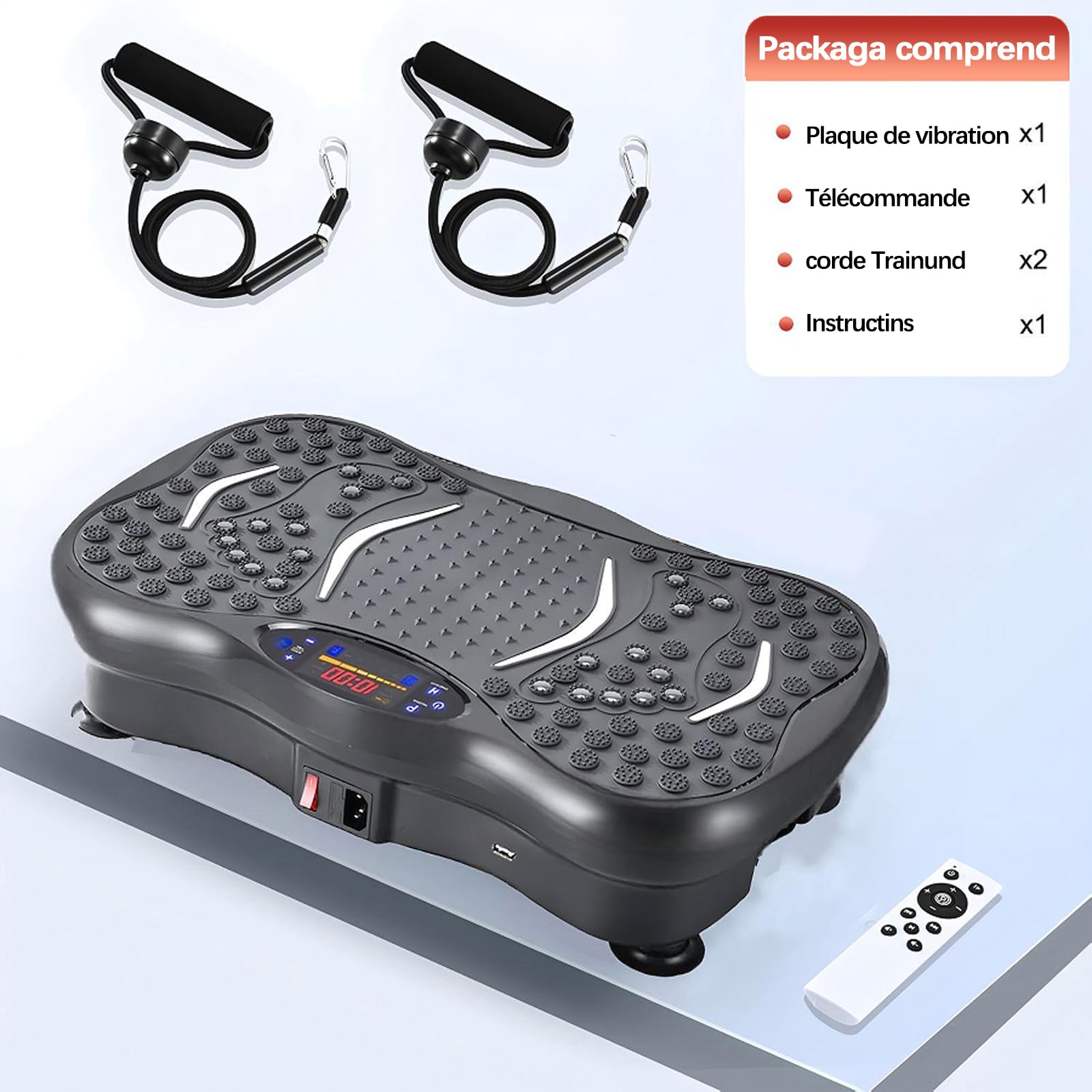 Plateforme Vibrante Perte de Poids, 2025 Amélioré Plateforme Fitness Vibration Plate pour le Drainage lymphatique, 120 Vitesses Réglables Avec Une Capacité de 450 Lb,Convient Pour le Fitness