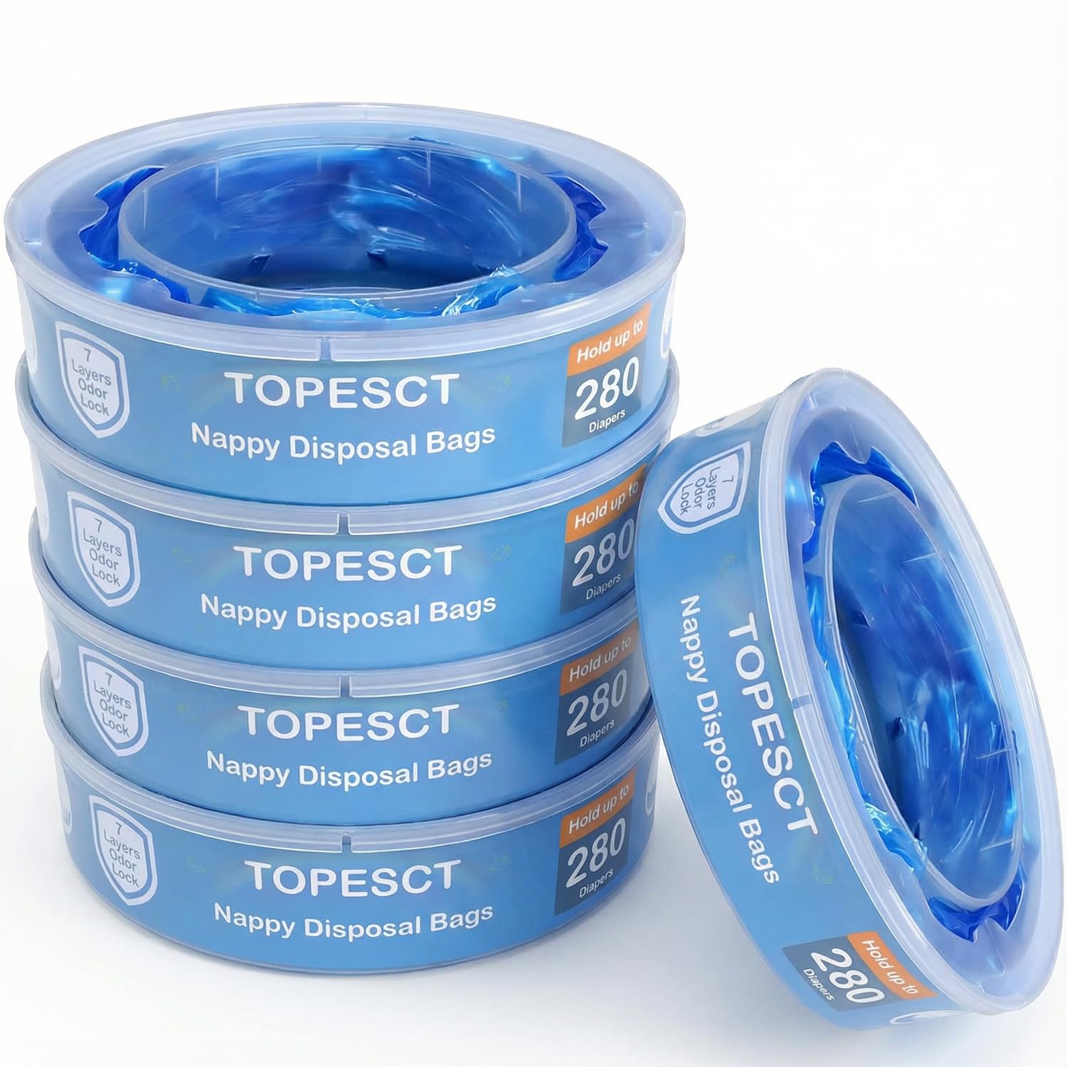 TopEsct ricarica mangiapannolini è compatibile con Angelcare, Maialino Foppapedretti e LitterLocker II, non adatta per Dress Up, Classic XL, Tecnologia anti-odore EVOH (confezione da 5)