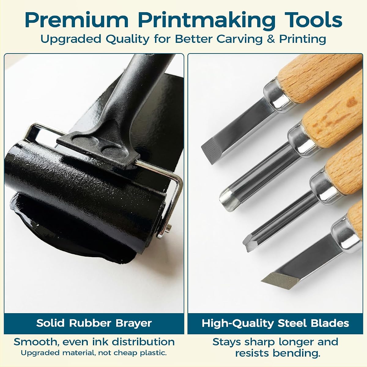 Printmaking Kit for Beginners - Linocut, Woodcut, Screen Printing - Eco-friendly & Vegan by CrestarCo view 4