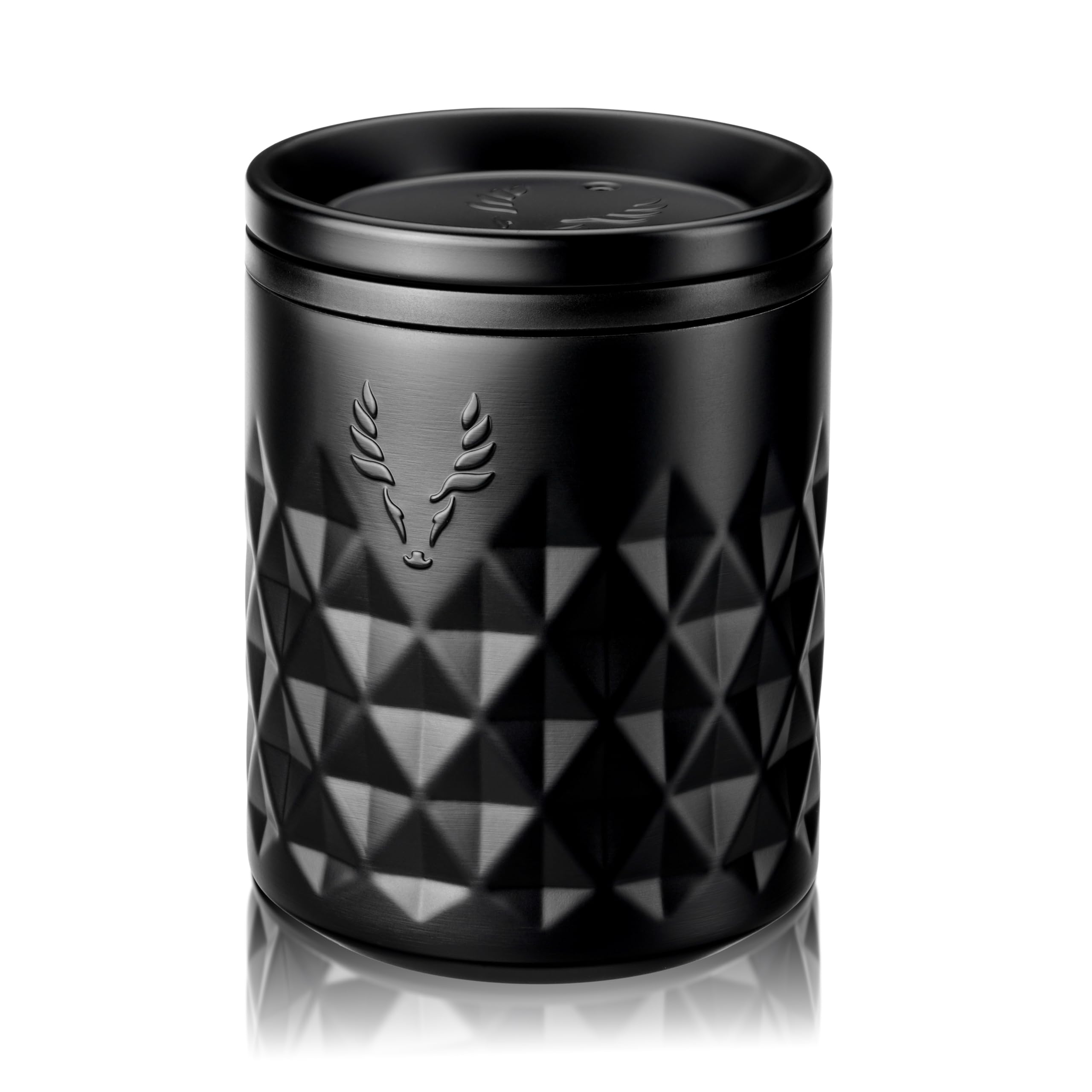Viski Paragon Stainless Steel Rocks Tumbler Cup with Lid, Insulated Ceramic Lined Metal Whiskey Glass for Patio, Outdoor BBQ Party, Gifts for Drink Lovers, 12 oz, Set of 1, Obsidian Black