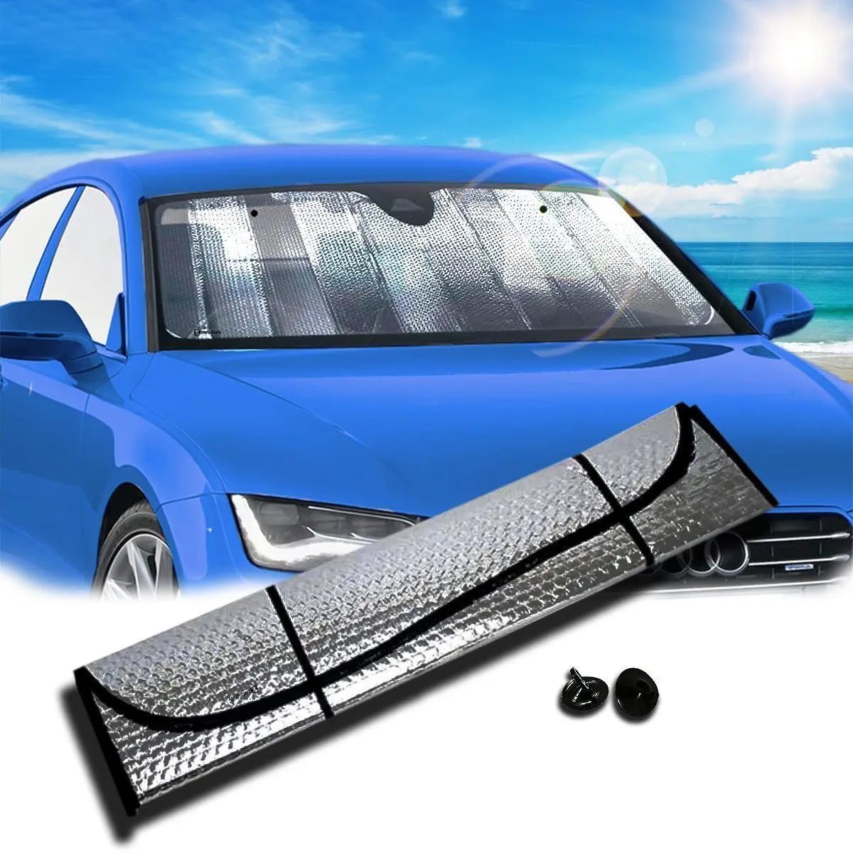 YUEGOO Parasole per Parabrezza Auto per VW UP (2012+), Pieghevole Auto Parasole Riflettente, Coprisole Anteriore Contro i Raggi UV Auto Interni Accessori,Type-B