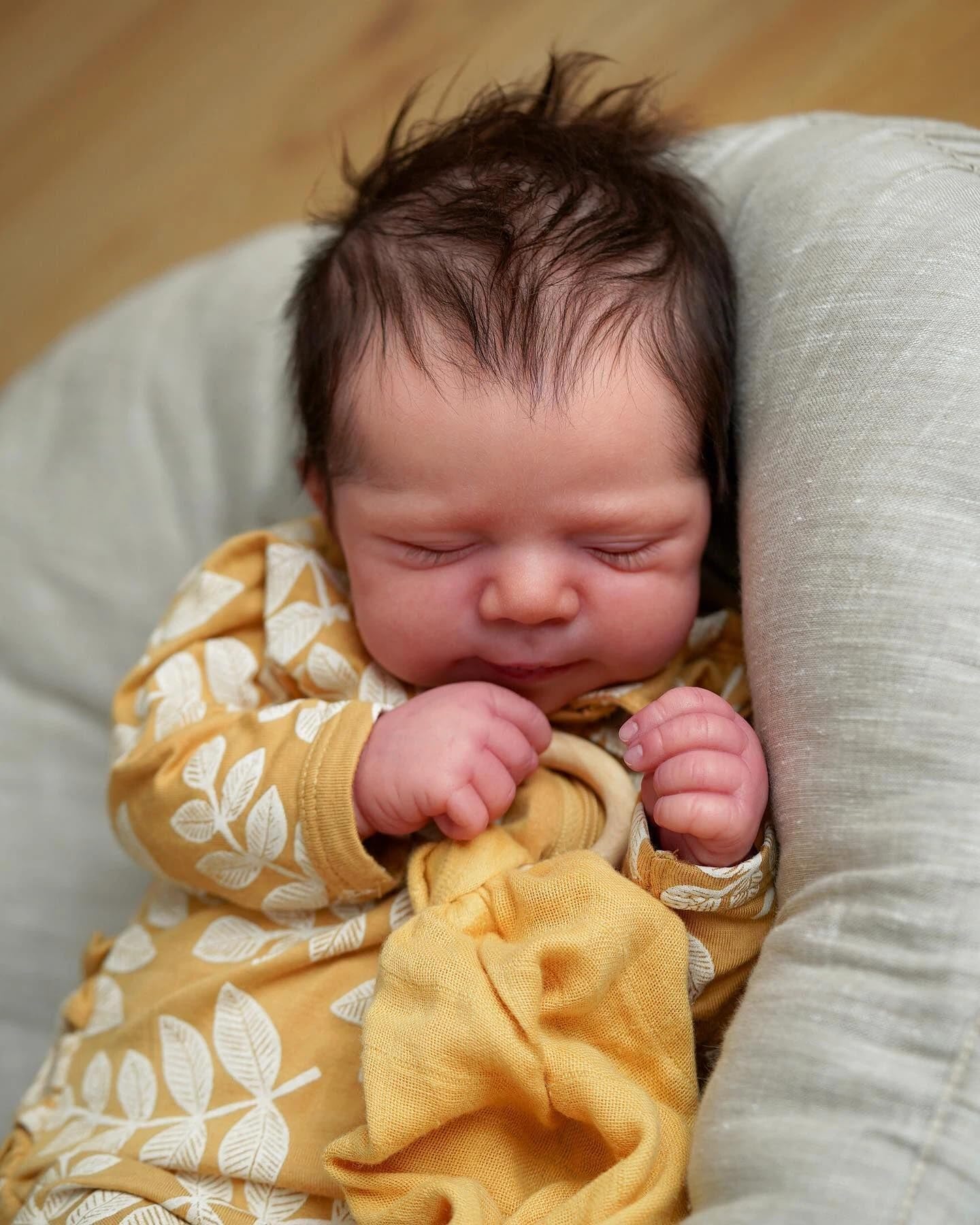 Zero pam Reborn Baby Puppen Lebensecht-48CM Baby Junge Mit Haaren, Babypuppen Wie Echt mit Zubehör, Lebensechte Babypuppen, Baby Junge, Reborn Puppen Lebensecht Puppe Ab 3 Jahre Mädchen