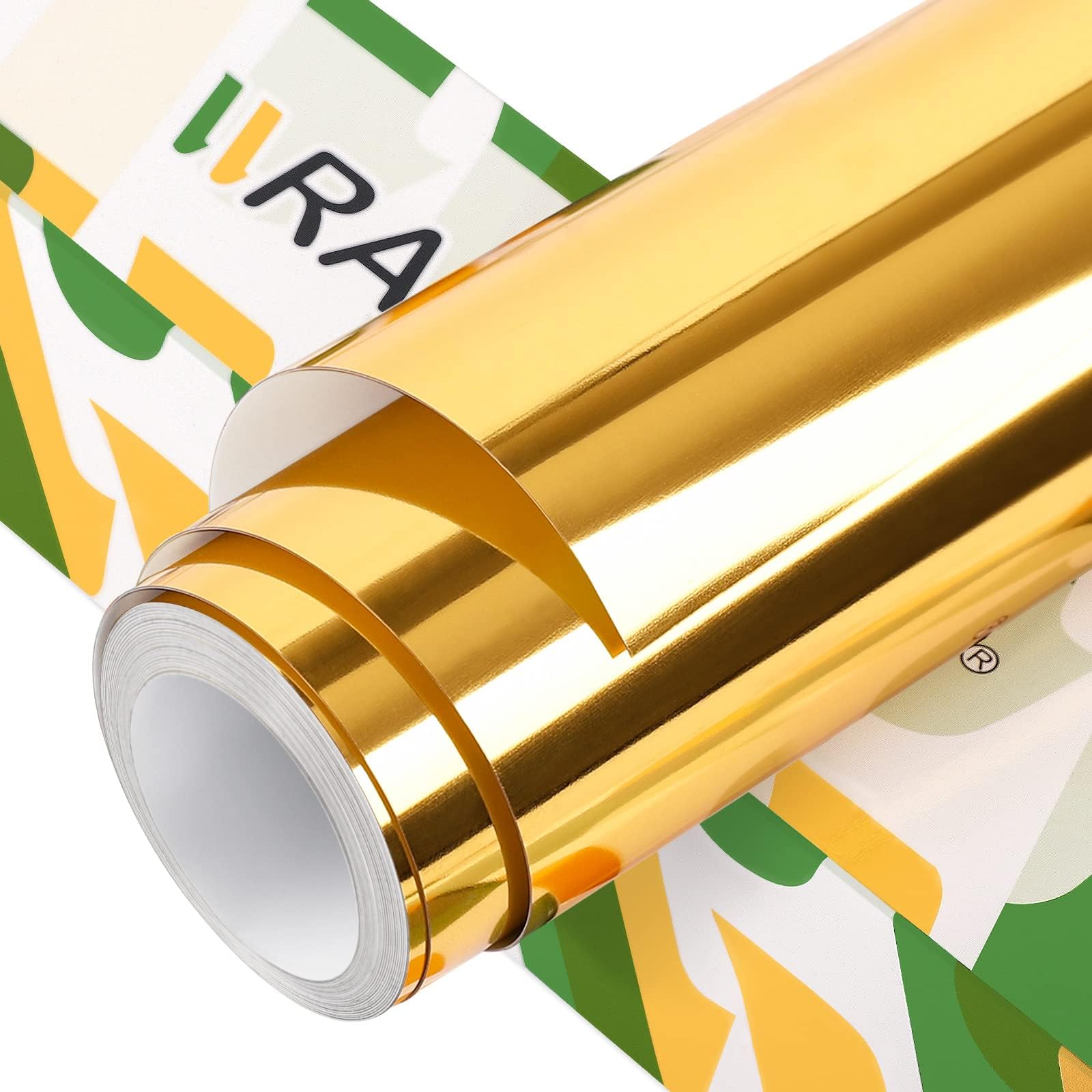 WRAPXPERTHeat Transfer Vinyl Roll Gold Metallic Foil HTV Vinyl for Tshirts Easy to Cut and Weed Chrome Iron on Vinyl,12" x5ft,Gold
