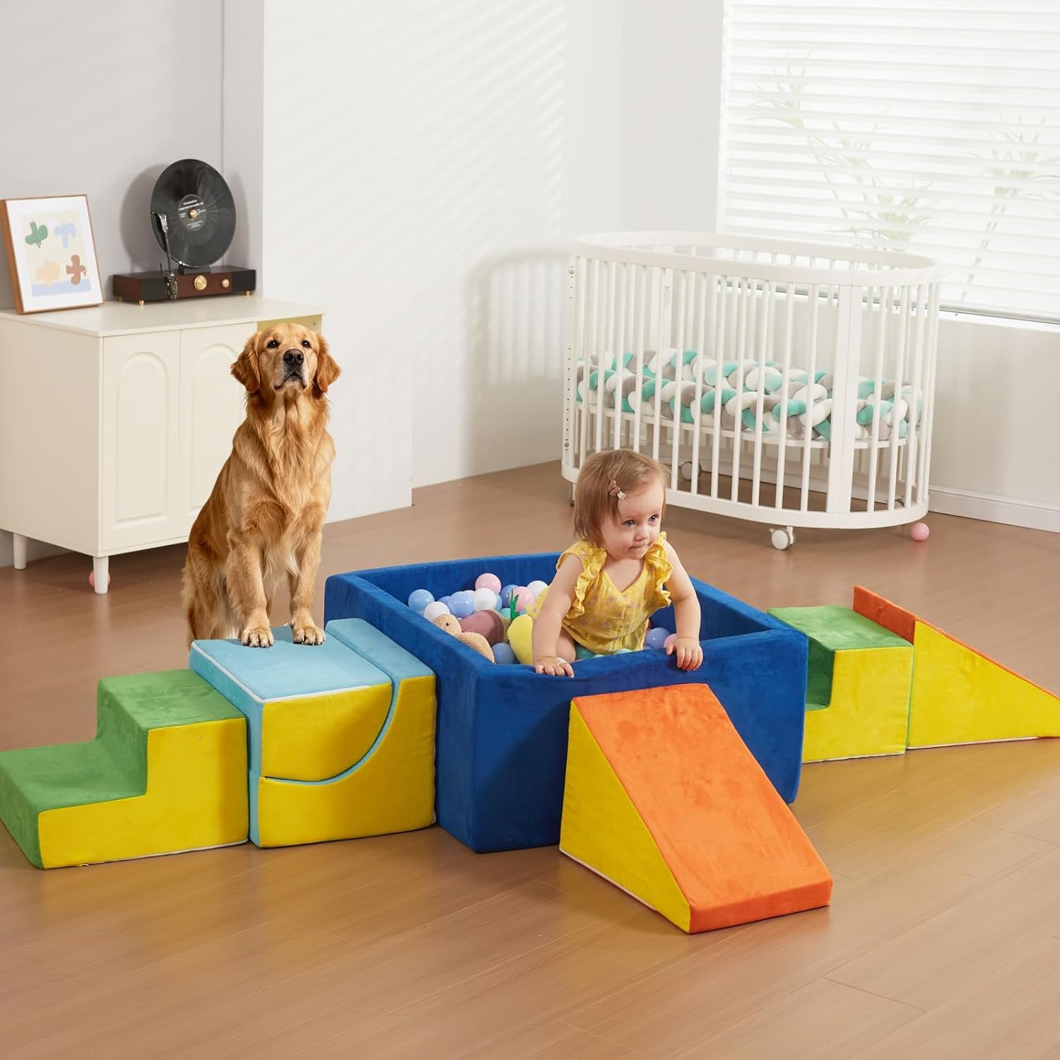 Schaumstoff Bausteine Kinder, Schaumstoff Kletterblöcke XXL, 6 Softbausteine Baby für Zuhause, Montessori Riesenbausteine Spielzeug, Weich&Rutschfest, Waschbare Hülle, Indoor Spielplatz Kinder