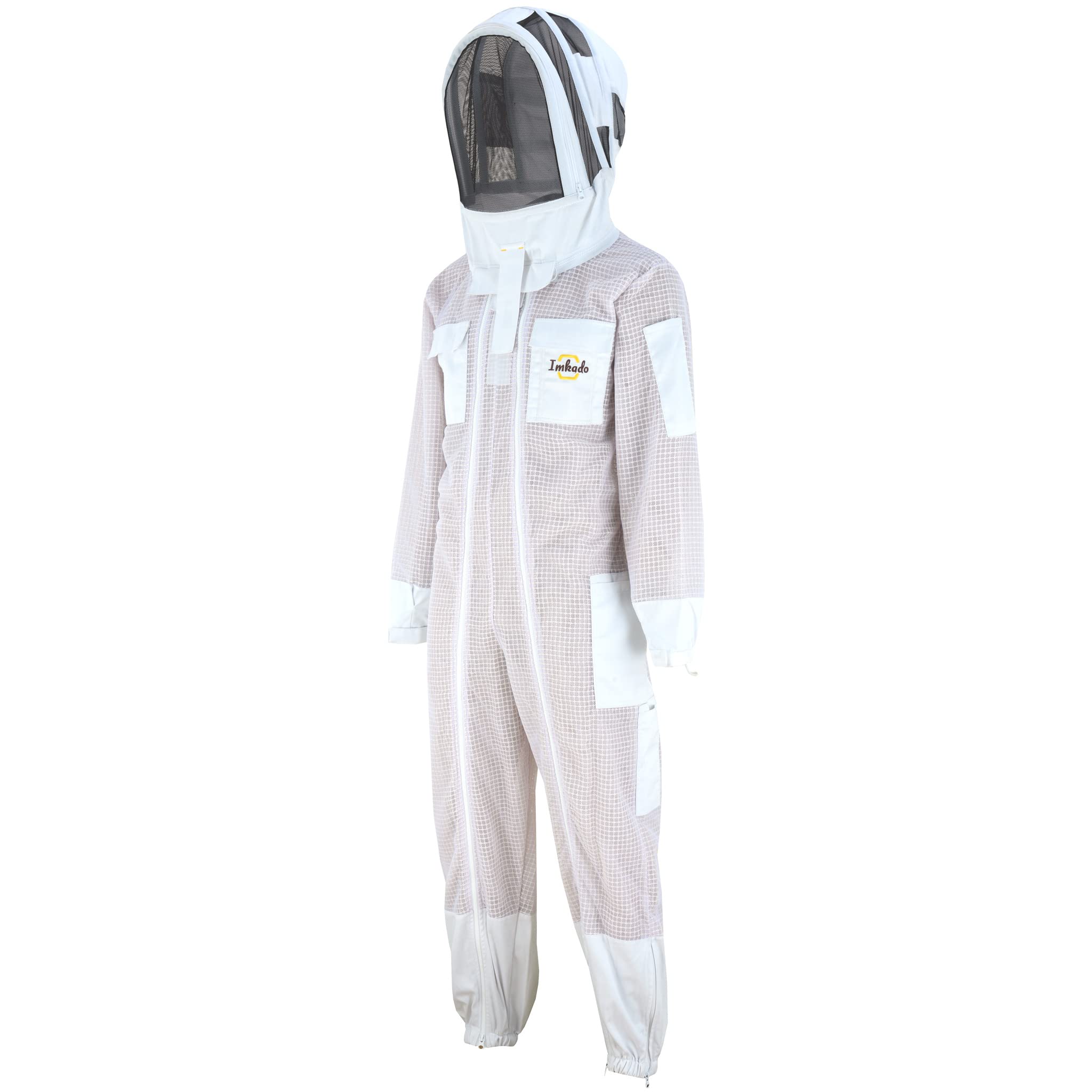 Atmungsaktiver Imkeranzug, Schutzbekleidung für Imker - Schutz vor Bienenstichen (L, Schleier: Fechtschleier)
