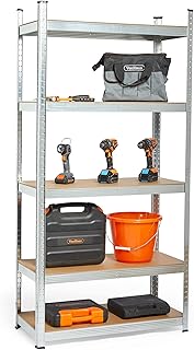 VonHaus Garage Shelving Units - Heavy Duty Shelving Unit for Home, Office, Shed and Garage Storage - 5-Tier Shelving Units for Storage, 175kg Capacity Per Shelf - 1.8m Racking Shelving
