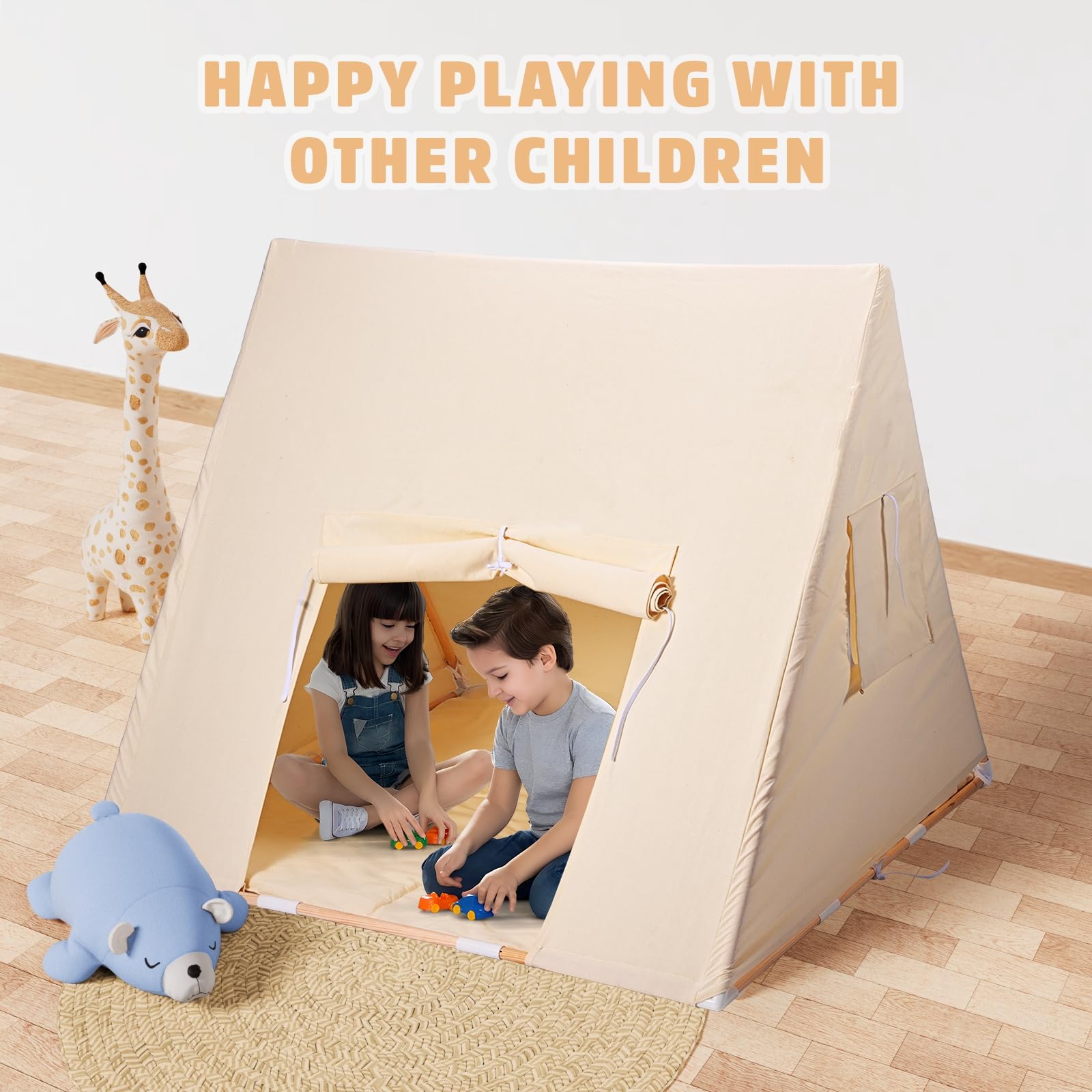 Tente Enfant Cabane Enfant Intérieure avec Tapis Rembourré Triangle Tente pour Enfants Tentes Intérieures Enfants Playhouse Tente de Jeu Pliable pour Filles et Garçons