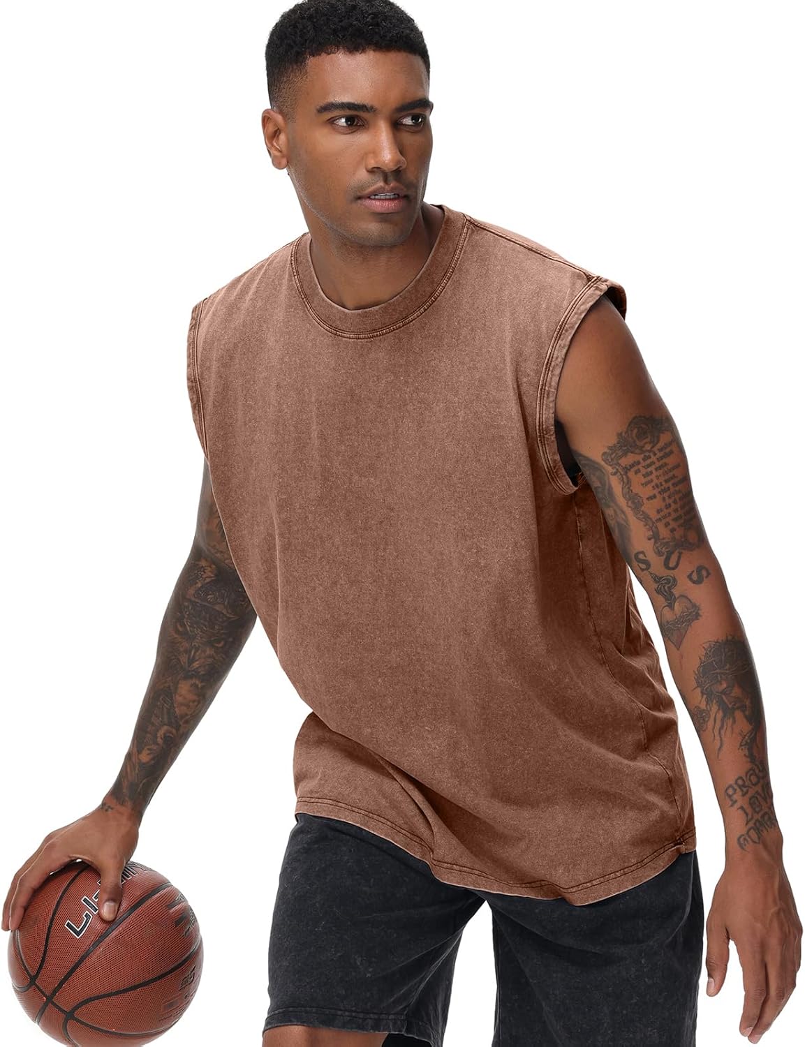 Mens Cotton Sleeveless Tank Tops Cut Off Muscle Gym T Shirts Running Beach Loose Fit Tees - Image 2