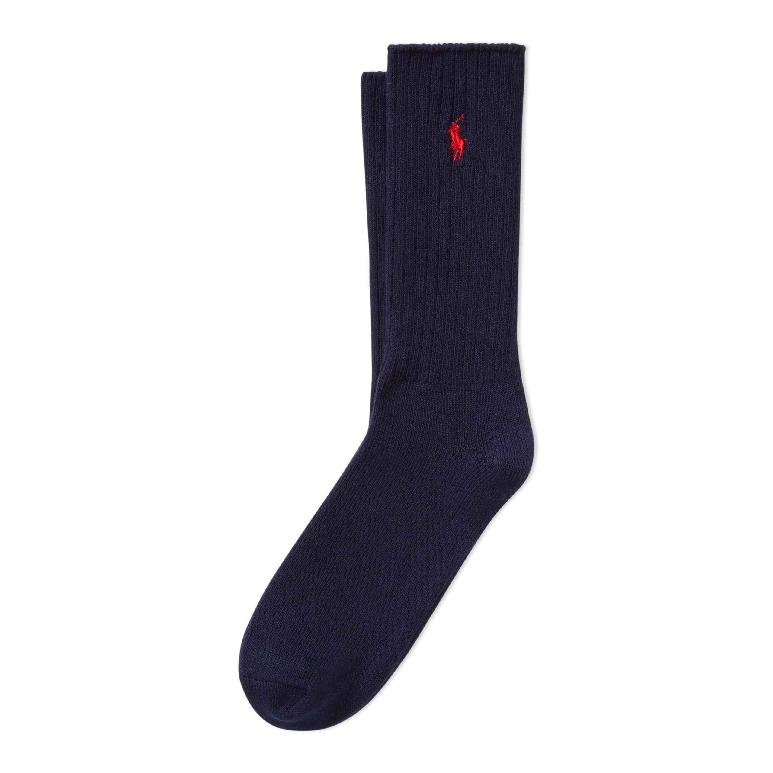 POLO RALPH LAUREN Men's Cotton Ribbed Dress Crew Socks - 1 Pair Pack - Solid Color Cushioned Comfort