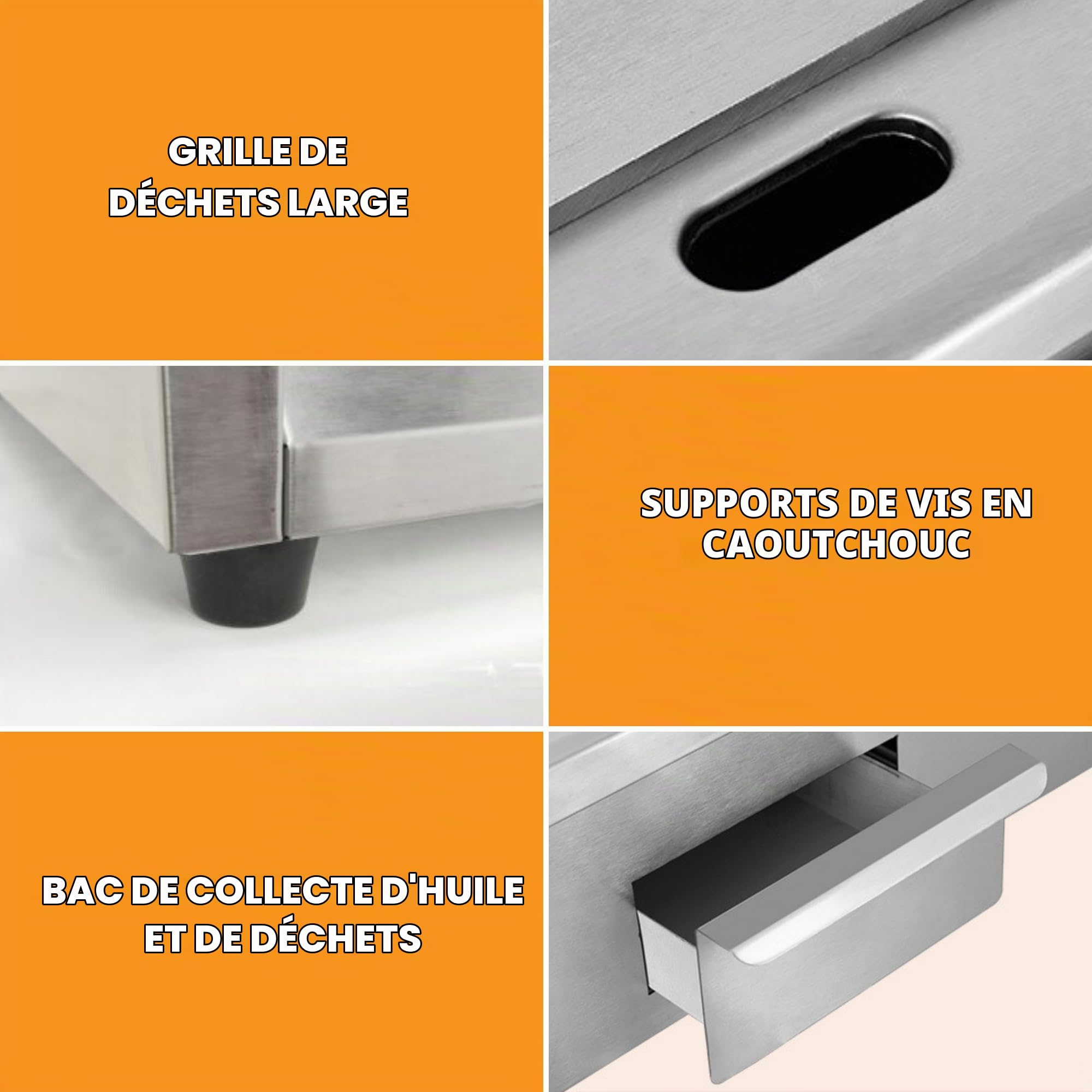 Plancha Électrique de Cuisine.Plaque de Cuisson Professionnelle 55x35cm de Acier Inoxydable.Température de 50-300ºC avec Bac Collecteur de Graisse.Pour Viande,Poisson, Légumes.3000W