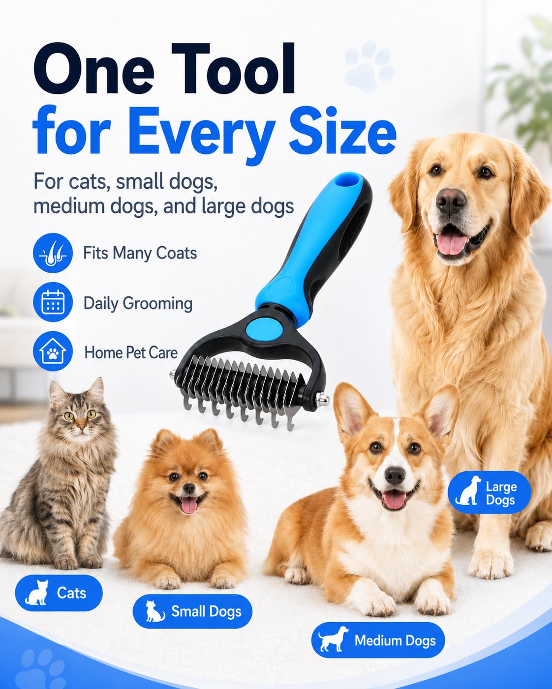 2 Pcs Pet Grooming Tool Deshedding Dog Brush for Dogs Shedding Comb Silent Groom Cats Tools Cepillo Para Perros the Double Sided Reviews Deshedder Brushes Lint Hair Extra Sticky Teeth Remover