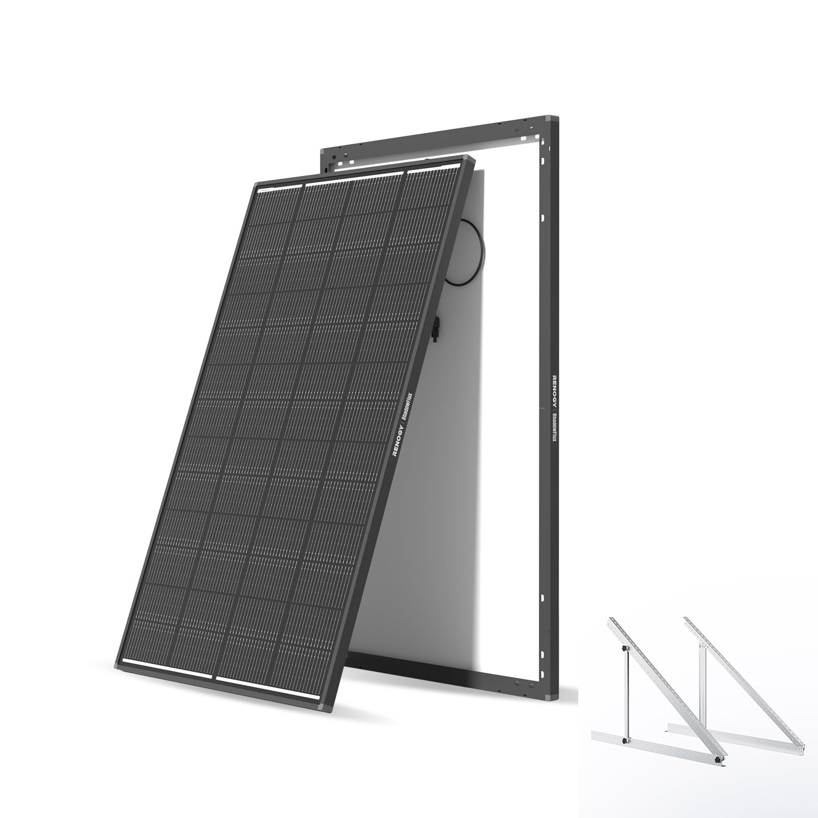 200 Watt Solar Panel ShadowFlux Anti-Shading with 50in Mounting Brackets, 12V 200W Solar Panel 25% High-Efficiency N-Type Solar Panels, 16BB ShadowFlux Technology Solar Module for RV Home Roof