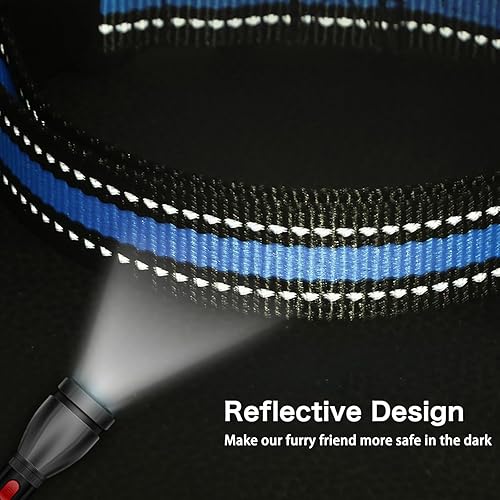 Miniatura 4 de ARING PET Collar para perro Airtag, collar reflectante azul elegante, collar de perro de nailon ajustable ligero con soporte para Airtag