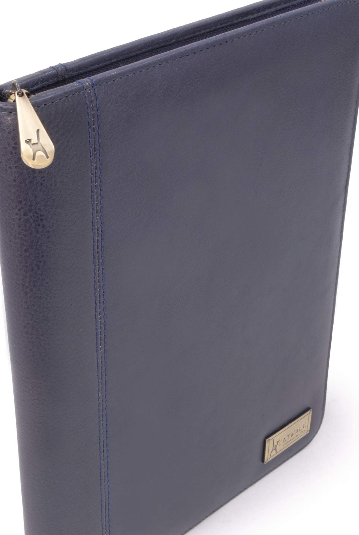 CHLOE Porte Document Cuir Femme Portefeuille de Voyage Zippé A4 Bloc-Note Pochette Pour Tablette Bleu