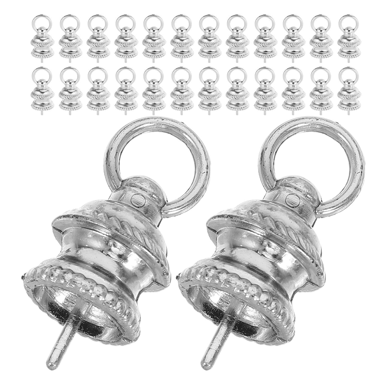 100Pcs Silver Plastic Ornament Topper Caps for Glass Ball Ornaments