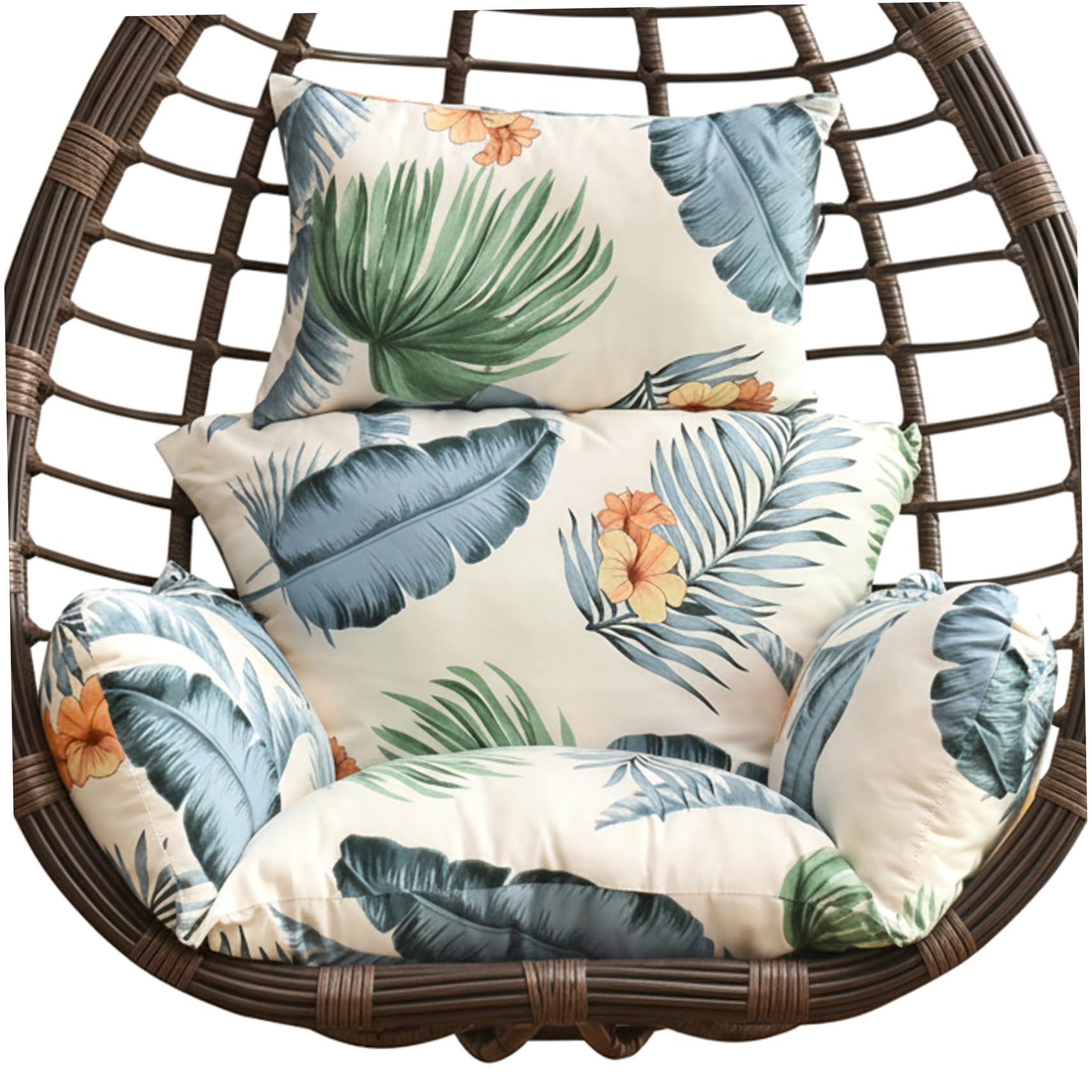 Awnsimfreien Hawaiian Style Egg Chair Cushion Set With Vibrant Floral Print Egg Chair Cushion Replacement For Hanging Basket Chairs, Washable Outdoor Chairs Cushions Replacement