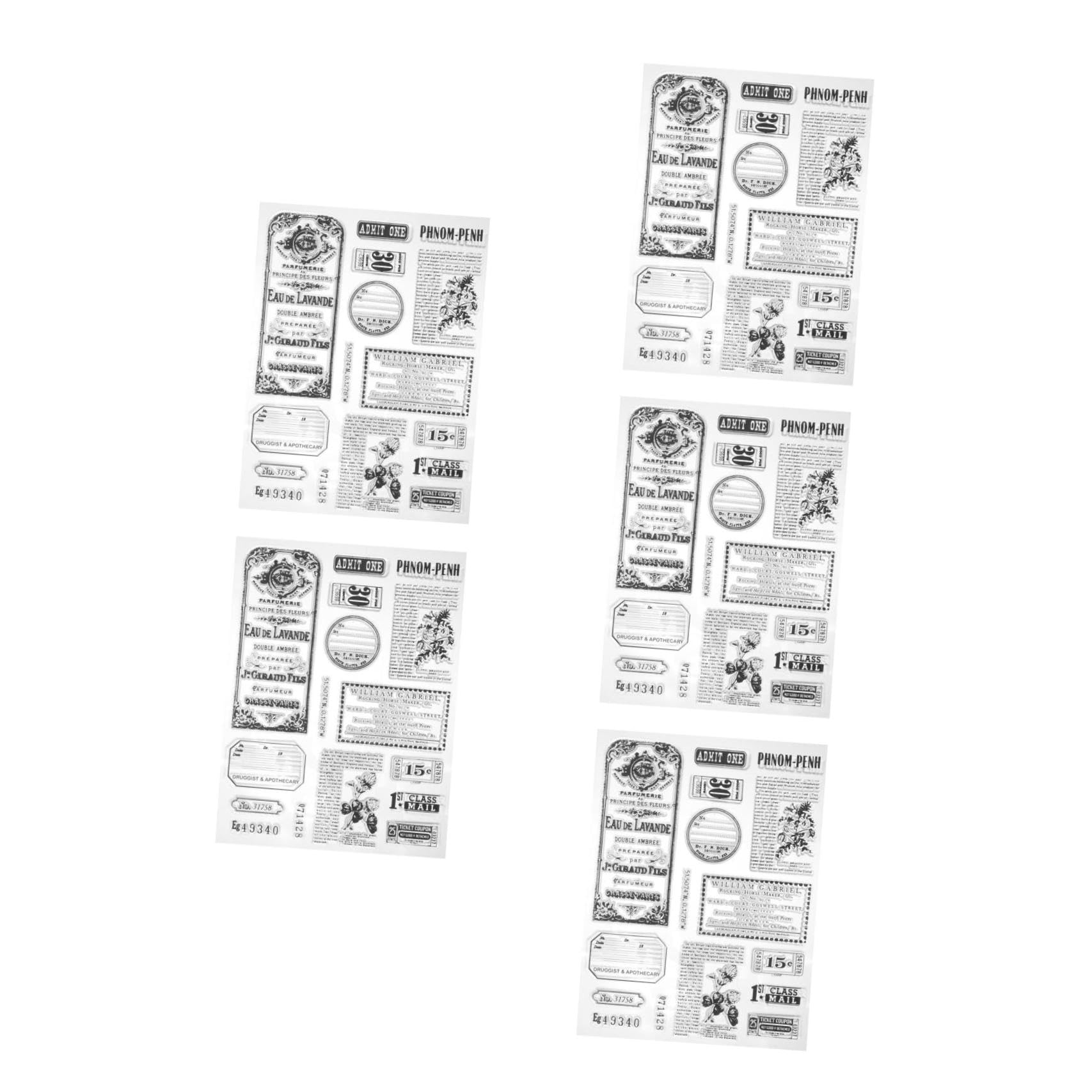 Operitacx 5 Set Scrapbooking d'Epoca Tamponi di Inchiostro Piattaforma di Stampaggio Francobolli di Prima Classe Timbro Adesivo Affrancatura Timbratura Timbro in Silicone Trasparente Black