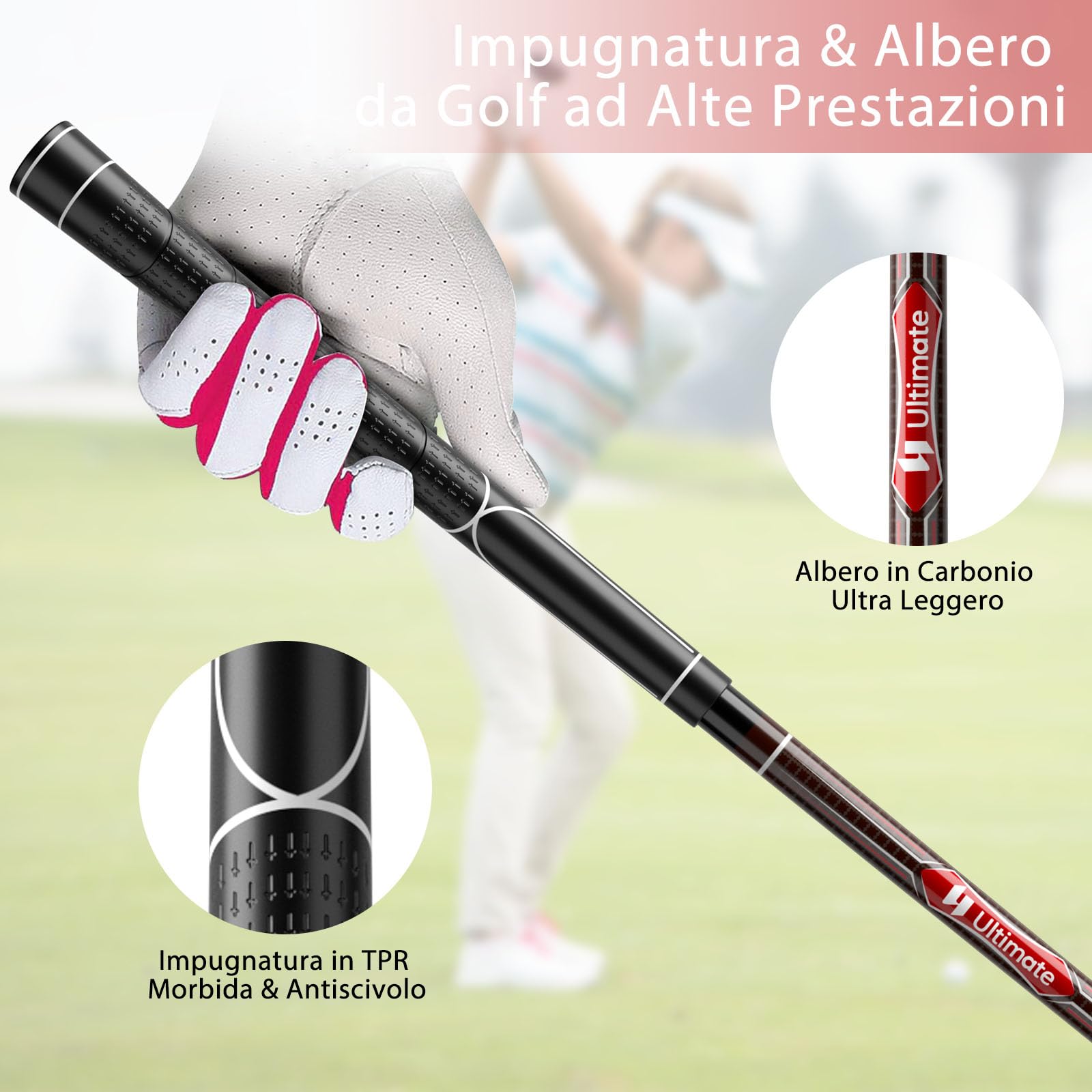 COSTWAY Set Completo di Mazze da Golf da Donna, 9 Pezzi, Include Driver in Lega, Legno Fairway 3, Ibrido 4, Ferri 6, 7, 8, 9 e P, Putter e Copri Testa per Golfiste Destre