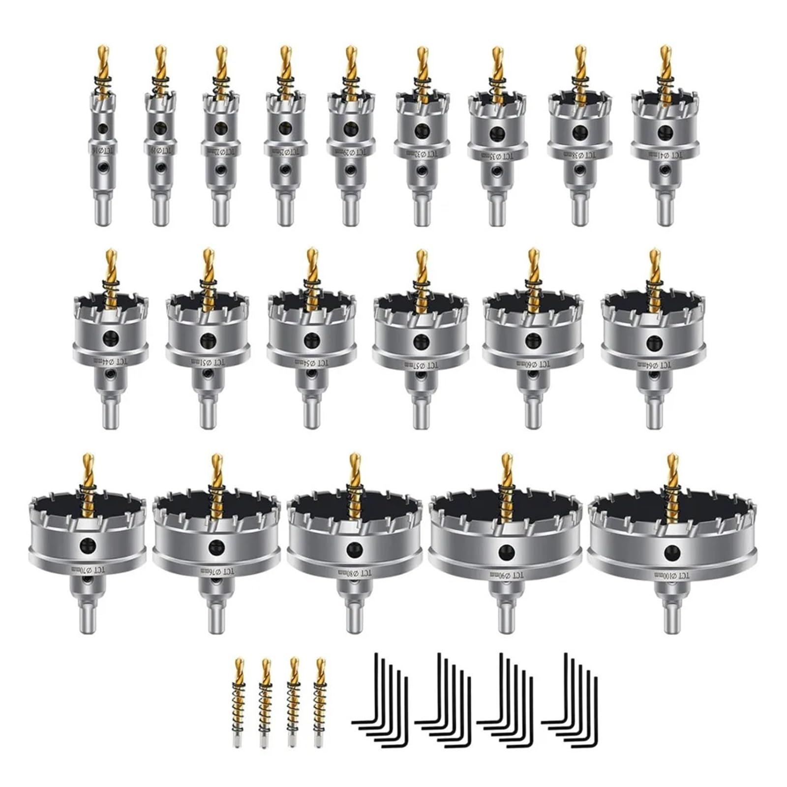Juego De 20 Sierras De Corona De Carburo De Tungsteno Con 4 Brocas For Cortar Metal, Juego De Cortadores De Dientes Reforzados.