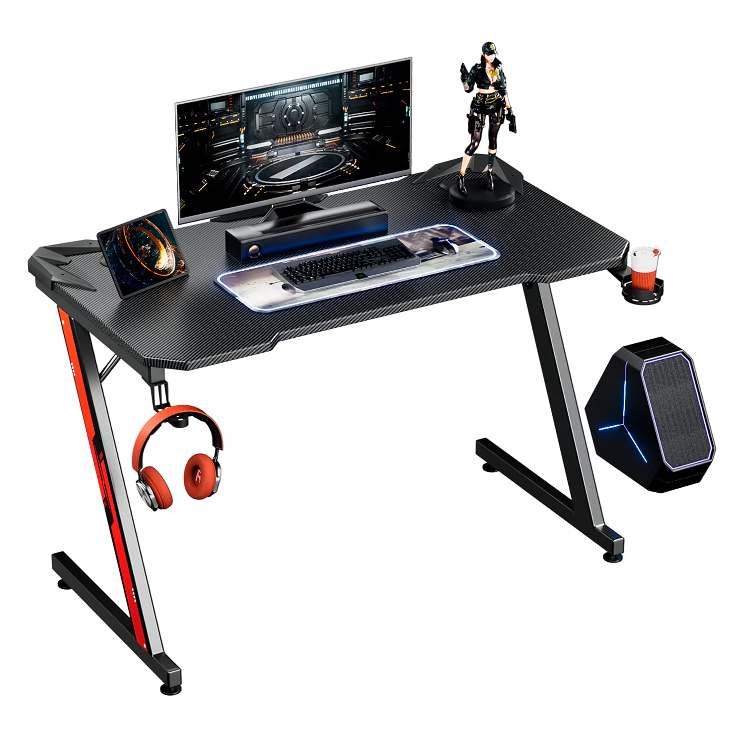Snapklik.com : Greesum 44 Inch Z Shaped Computer Gaming Desk, Home ...