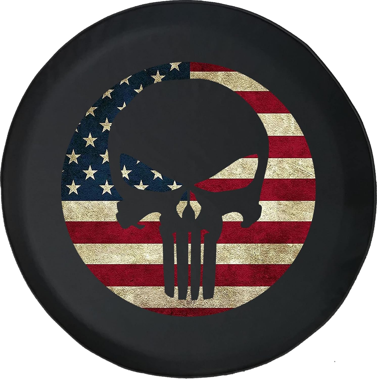 American Flag Freedom Skull 35 Tire Cover fits XL Rim | 33-35 tire
