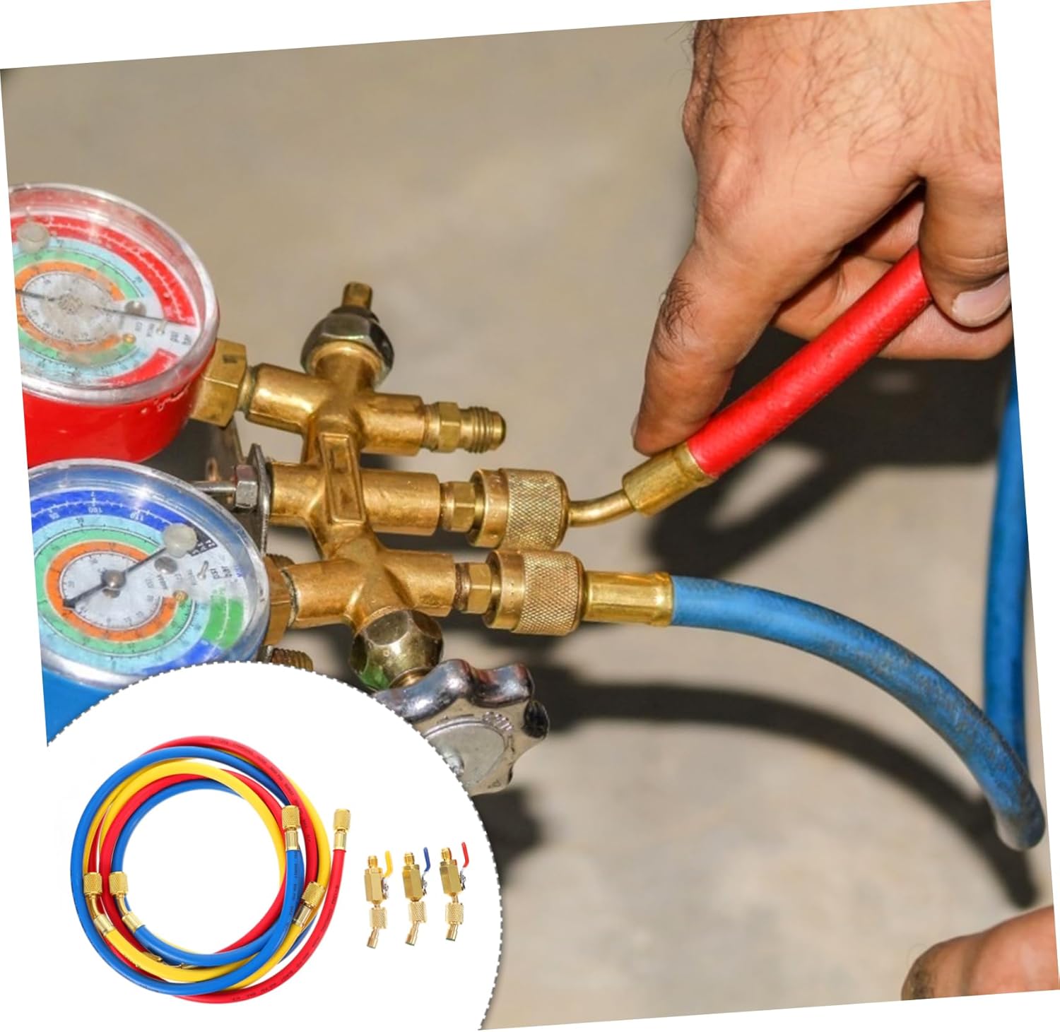 3Pcs Charging Hose with Ball Valves for Durable Fluoride Adding Tube for Car System Easy Installation and High Reliability