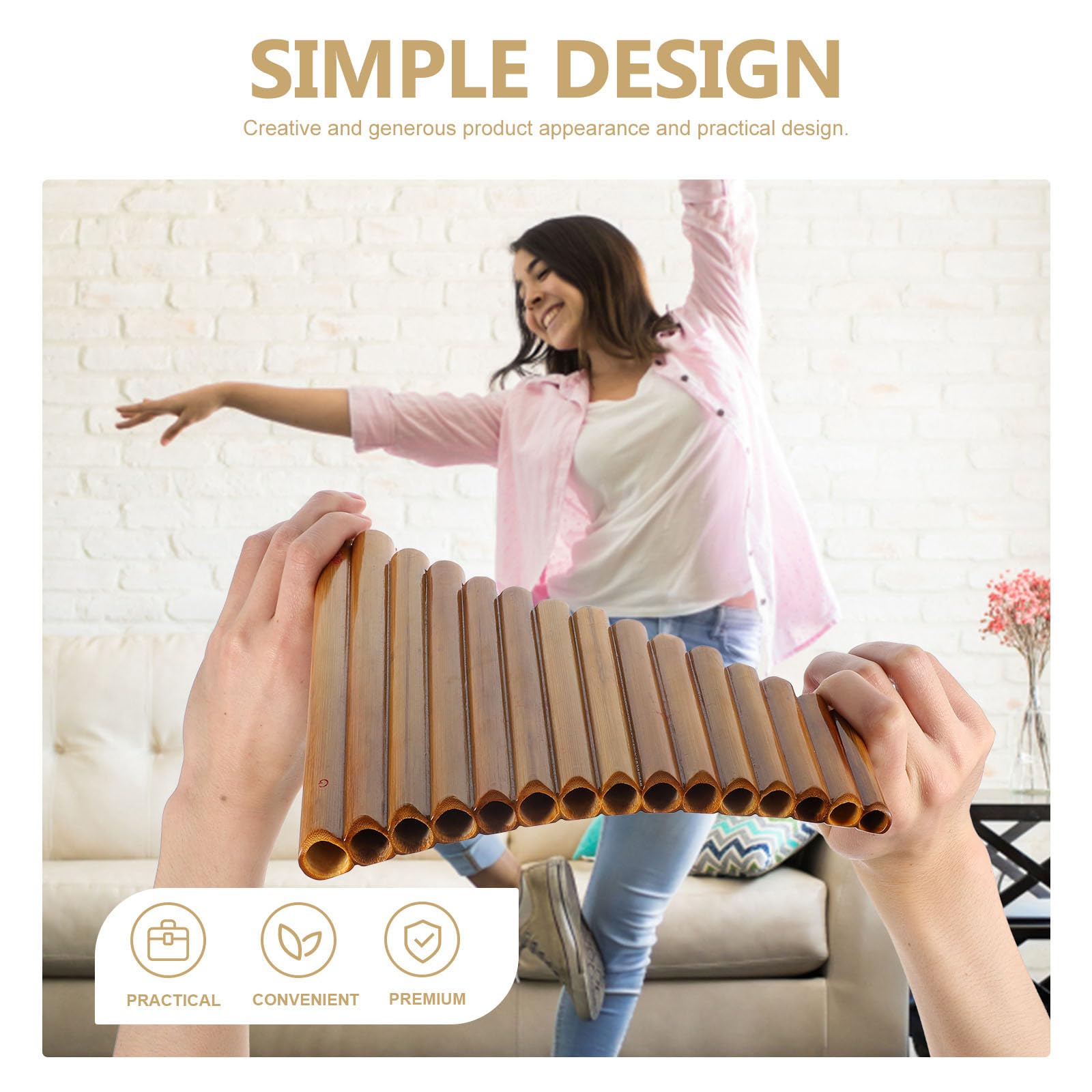 GALPADA Flûte de Pan Couleur Aléatoire 15 Tubes pour Débutants en Bambou Marron Instrument à Vent Artisanal Son Clair et Mélodieux, Design Créatif et Plusieurs styles