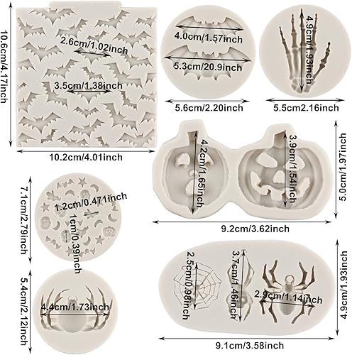 Miniatura 2 de Moldes para fondant de Halloween, molde de silicona para calabaza, hueso de mano, murciélago, fantasma, araña, chocolate para fiesta de Halloween,