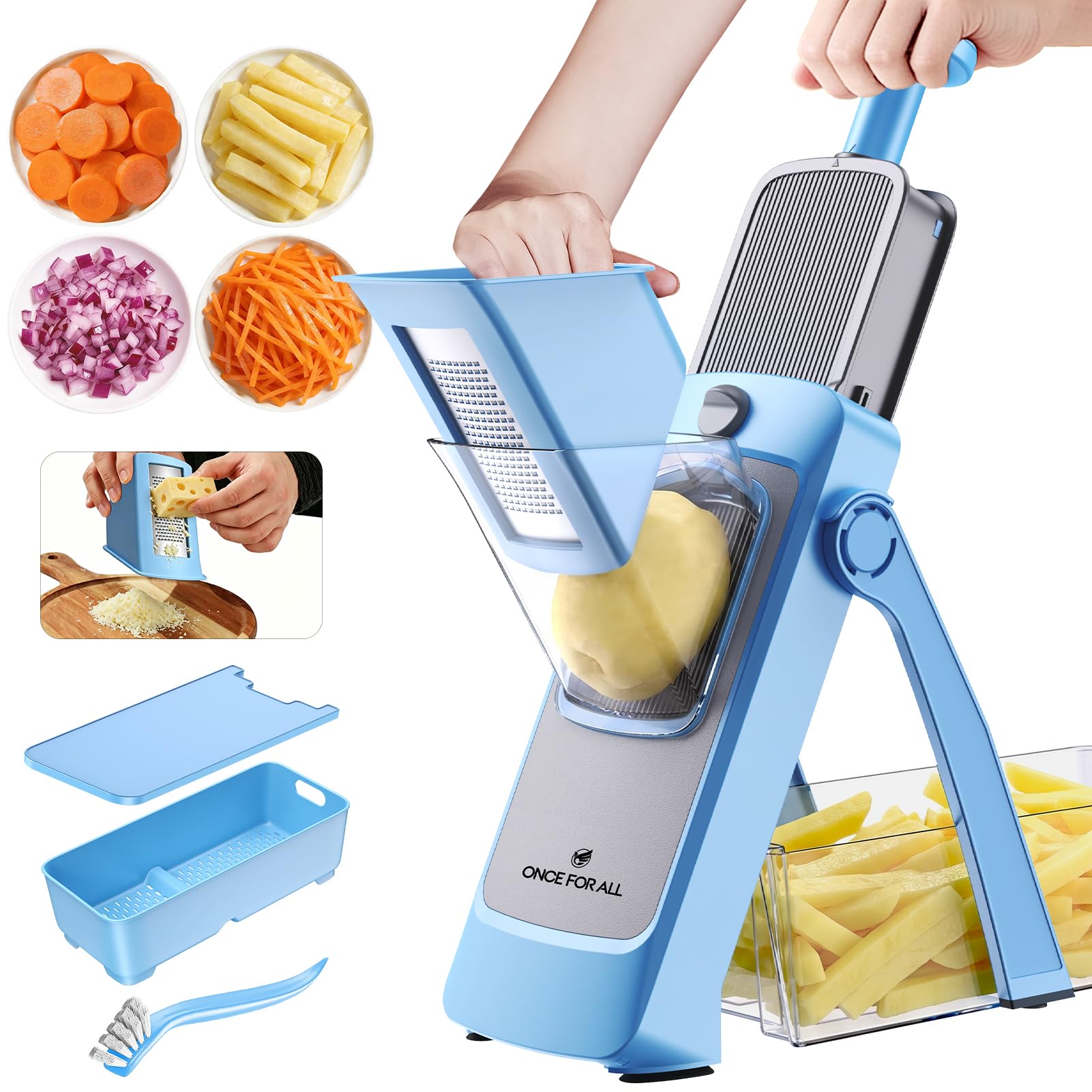 ONCE FOR ALL Mandolina Rebanadora de verduras Espesor ajustable | Patatas Cebolla Chopper Kitchen Chopping Artifact Multifuncional Cutte