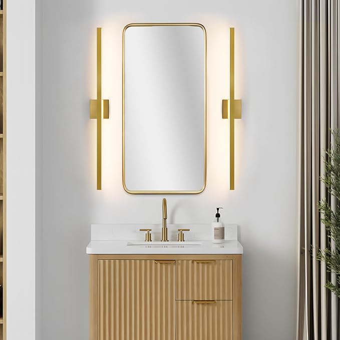 KAISITE Modern Bathroom Vanity Light Gold 24-Inch Fixture Over Mirror - Dimmable 5CCT LED Bar Light for Restroom