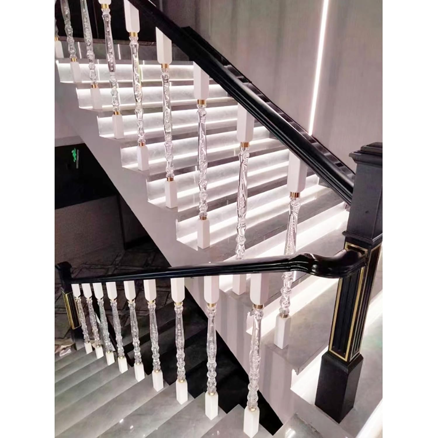 Balaustres 3 Pack Solid Wood Balusters 39.0'' Clear Acrylic Crystal Baluster Spindles DIY Stair Deck Railing Newel Post for Staircase Interior Steps(Natural)