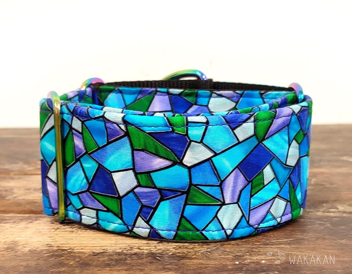 Collar Martingale Para Perro: Stained Glass, Hecho a Mano en España por Wakakán